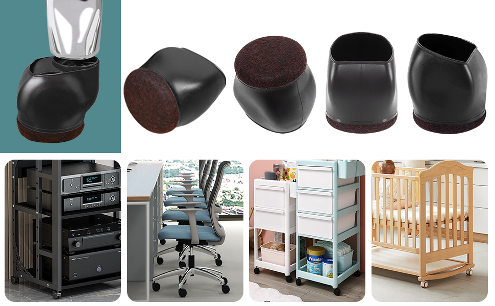 Copriruota Per Sedie Da Ufficio - 5 Pezzi In Gomma TPE, Protezione Pavimento - Foto 8