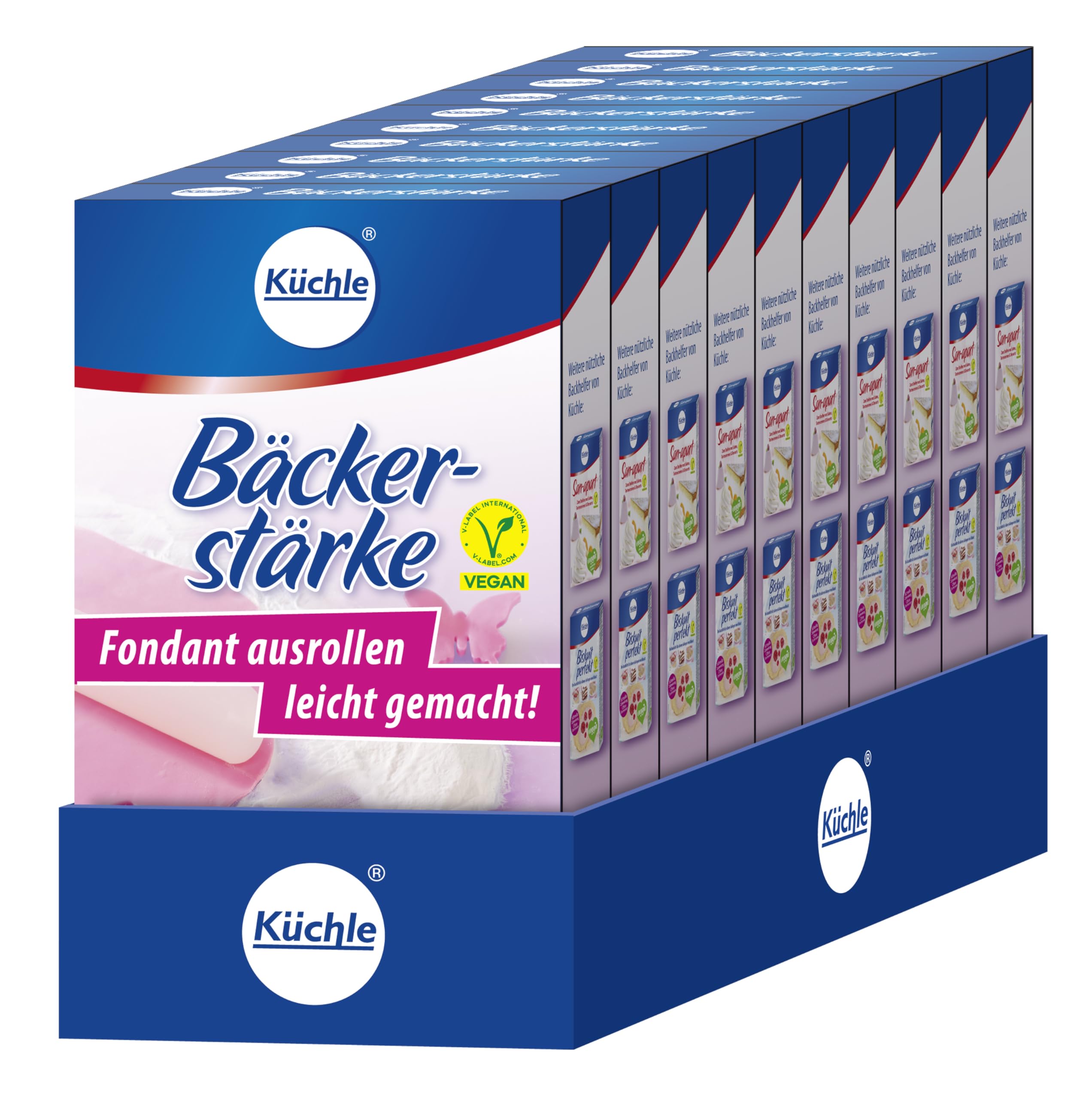 Küchle Bäckerstärke 100g im 10er Pack | Vegan | Idealer Helfer beim Ausrollen von Fondant | Verhindert das Kleben an Utensilien | Mühelos, schnell und einfach | 10 x 100 g Packung