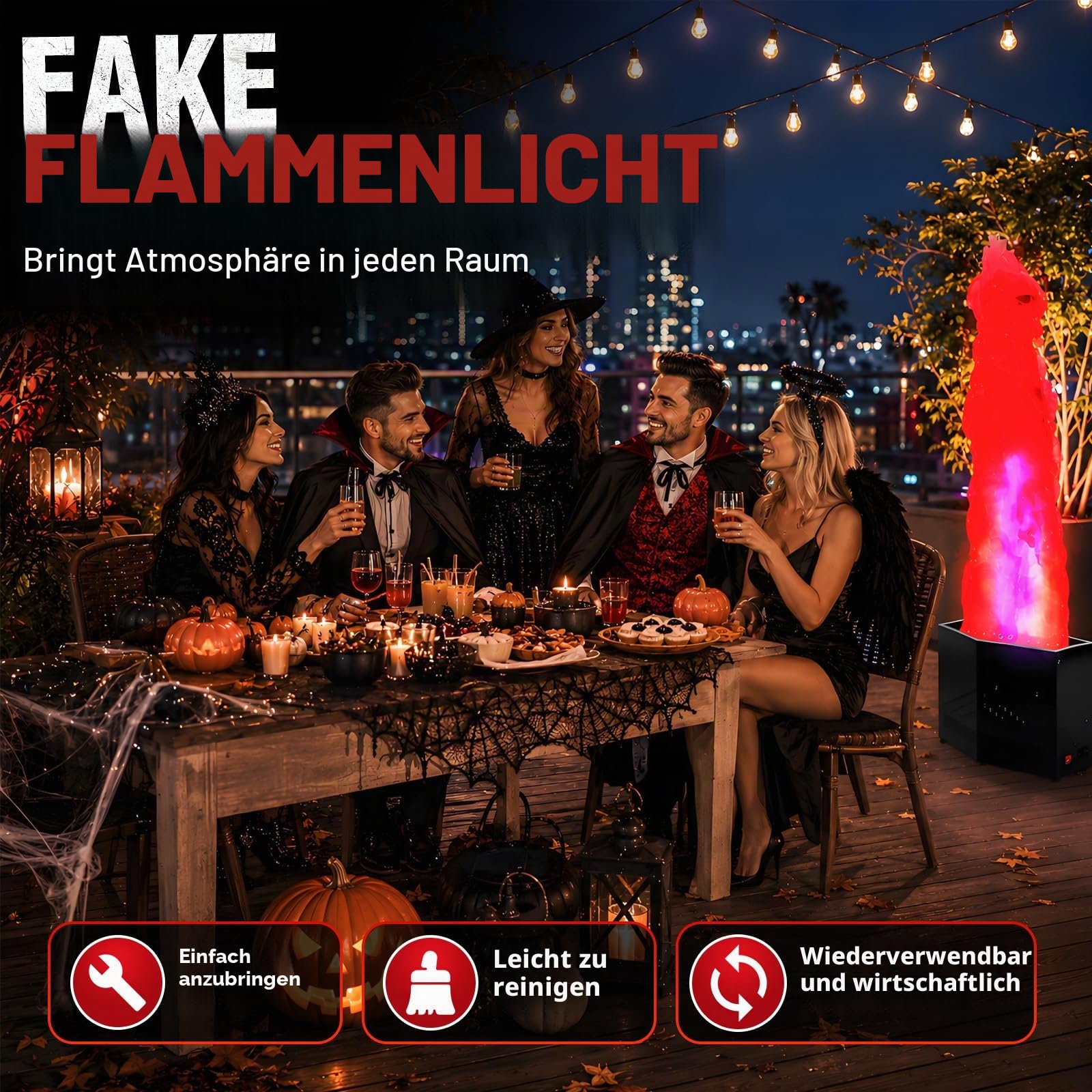 RDYMONKEY Künstliches Feuerflammenlicht, Simuliert dekorative Atmosphäre Lampen, Künstliche Flamme Gefälschte Feuer für Bühne Halloween DJ-Partybeleuchtung Nachtclub Lagerfeuer Party