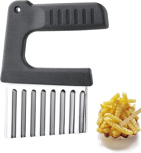 JJOO - Cortador de arrugas para verduras, cuchillo de corte arrugado de acero inoxidable para papa, pepino, zanahoria, fruta, rebanador de patatas