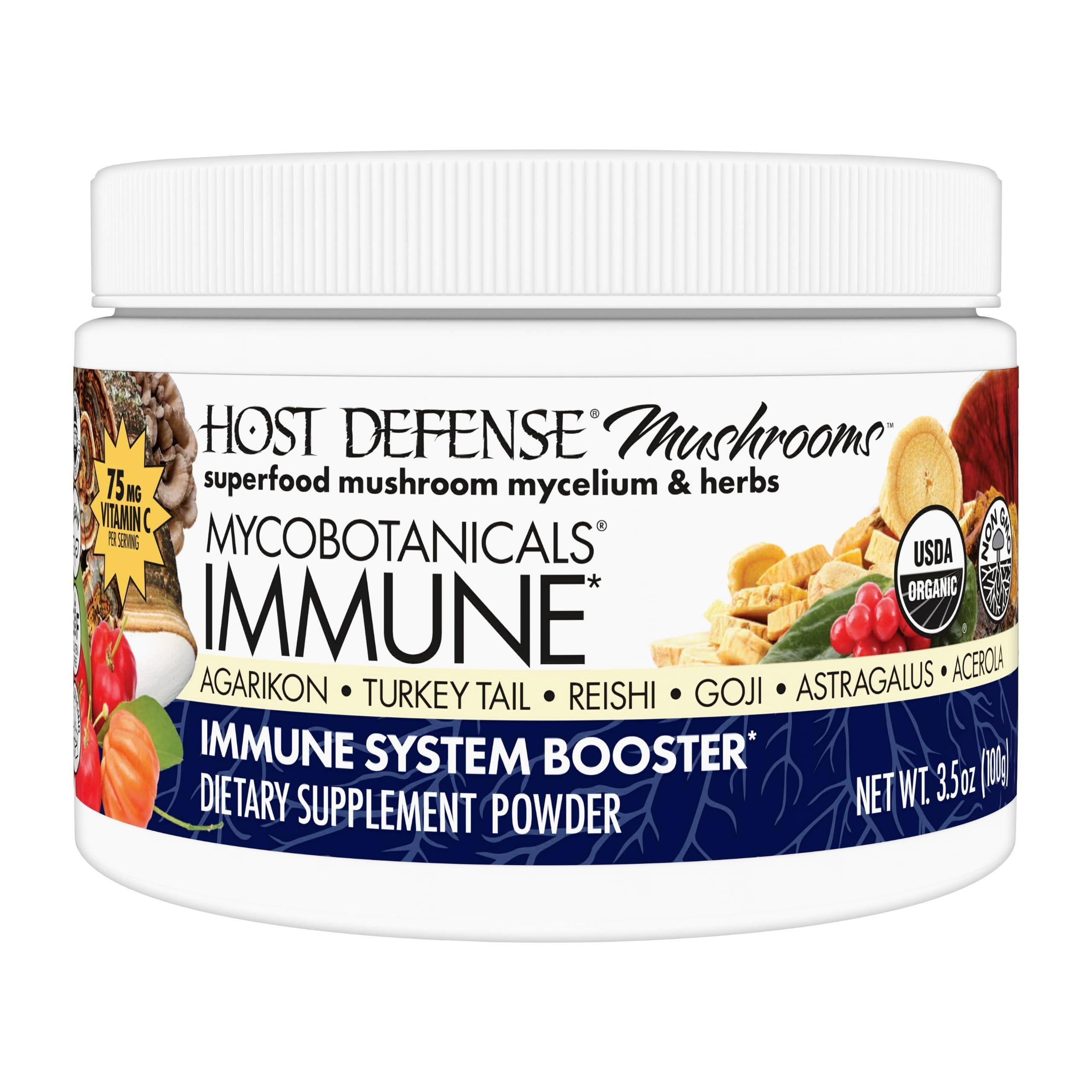 MycoBotanicals Immune* Powder - Immune System Powder - Immune & Gut Health Support Supplement - Herbal Powder Supplement with Chaga, Reishi & Turkey Tail - 3.5 oz (32 Servings)*