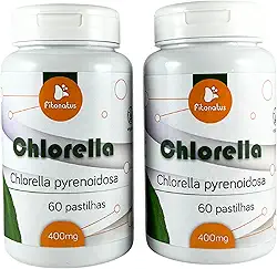 Kit 2 Chlorella 500 mg 60 Comprimidos Suplemento Clorela Algas Verde Comprimidos Fitonatus
