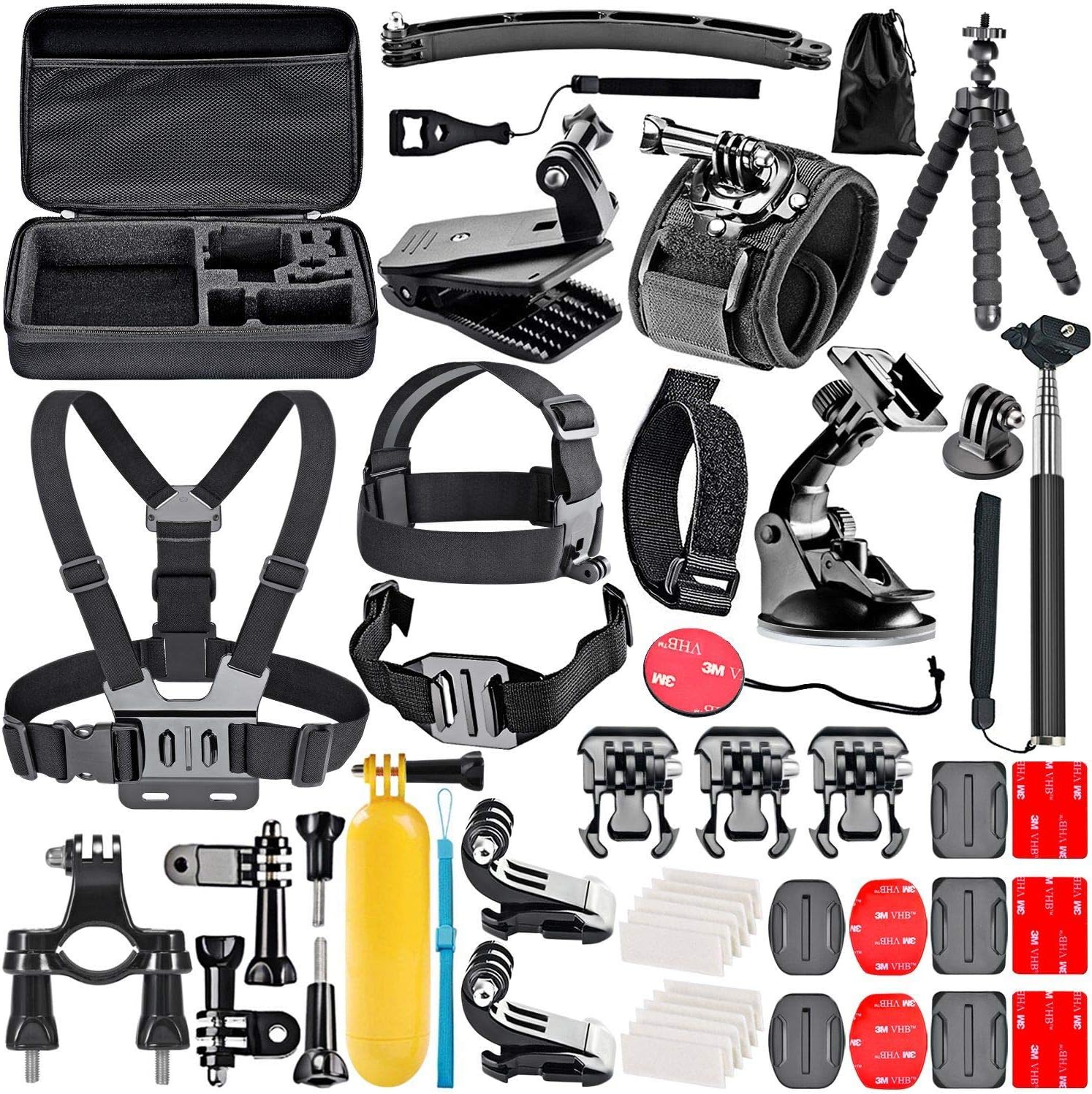 Navitech50-in-1 Action Camera Accessories Combo Kit with EVA Case - Compatible With The EKEN H9R 4K Action Camera | Eken H9EE 4GEE Action Cam |eecoo Action Camera Pro 4K