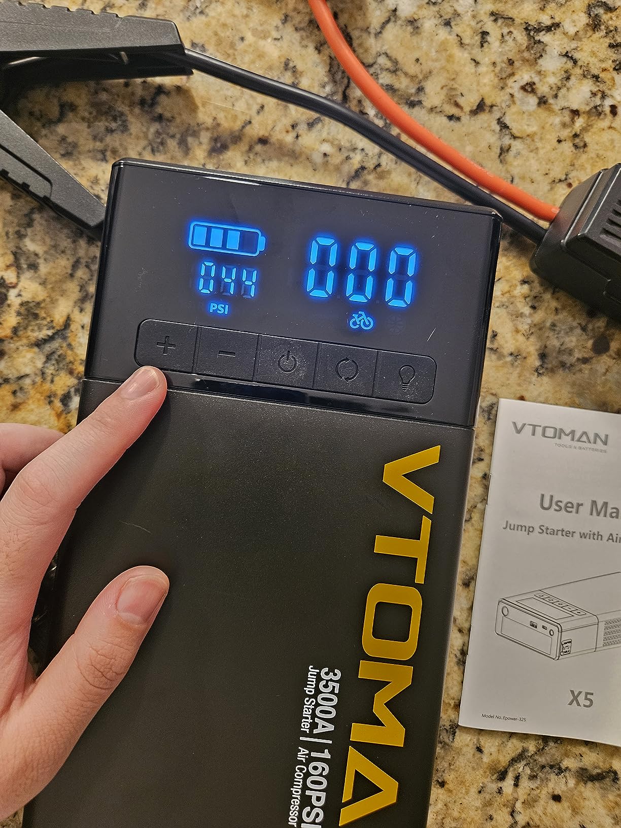 VTOMAN X5 Black Jump Starter Power Pack With Air Compressor, 3500A 12V Car Battery Booster Jump Starter (Up To 9L Gas/8L Diesel Engines), Portable...
