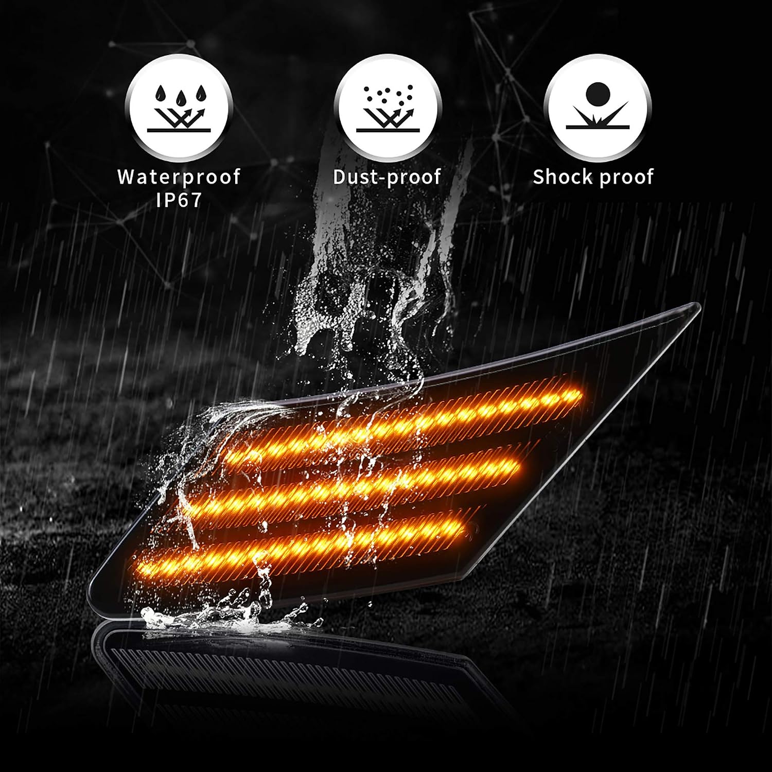 VLAND LED Blink Sequential Side Marker Lights/Side Indicator Lamps Compatible for 13-19 Subaru BRZ/ 17-19 TOYOTA 86 GT86/ 13-16 Scion FR-S, Front Driver & Passenger Side, Black (Not Turn Signal)