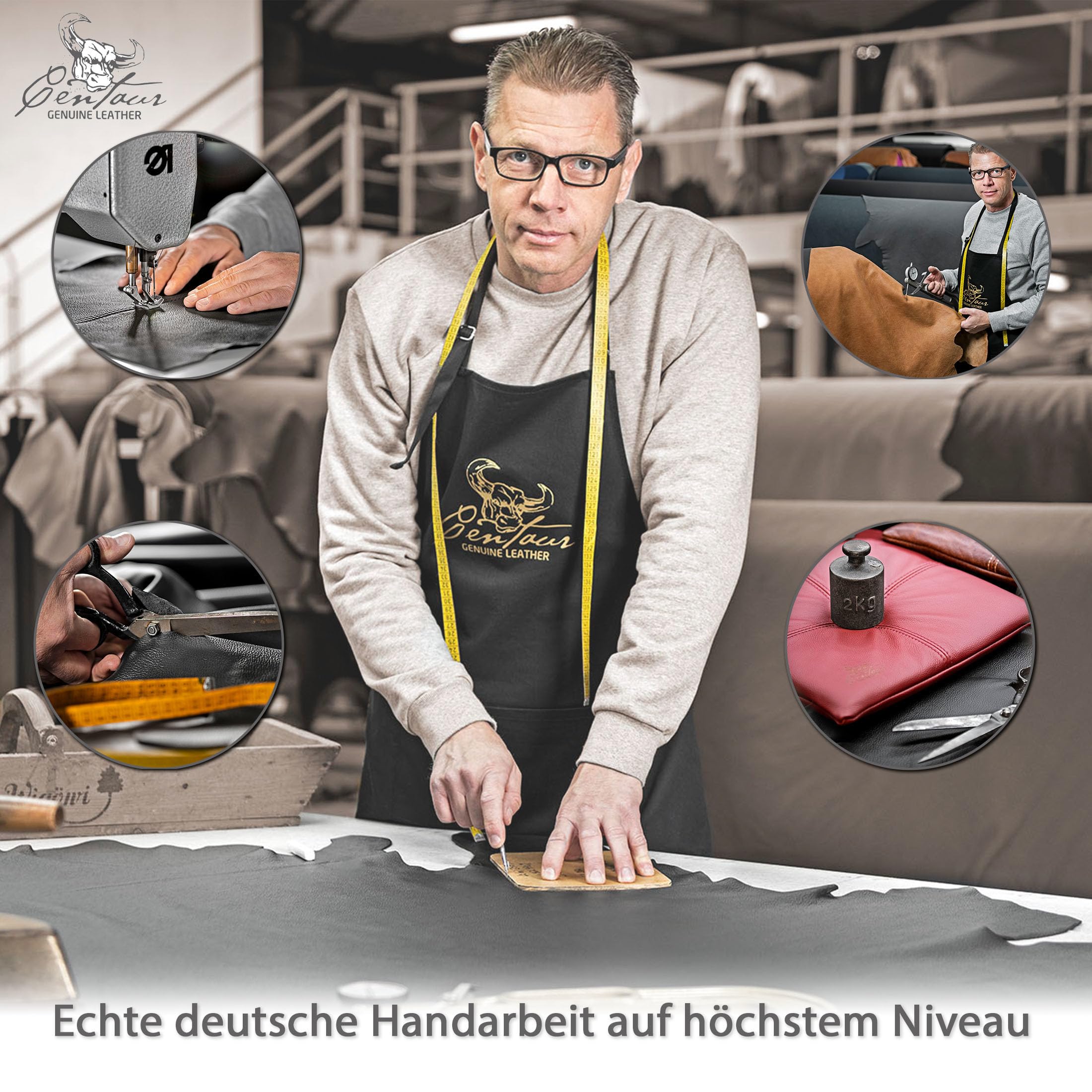 Centaur - Hochwertiges Leder Sitzkissen - Cognac Vintage 35x35 cm - Ideal für Stuhl oder Sitzbank - Abwaschbare Echtleder Stuhlkissen - Pflegeleichte Sitzauflage