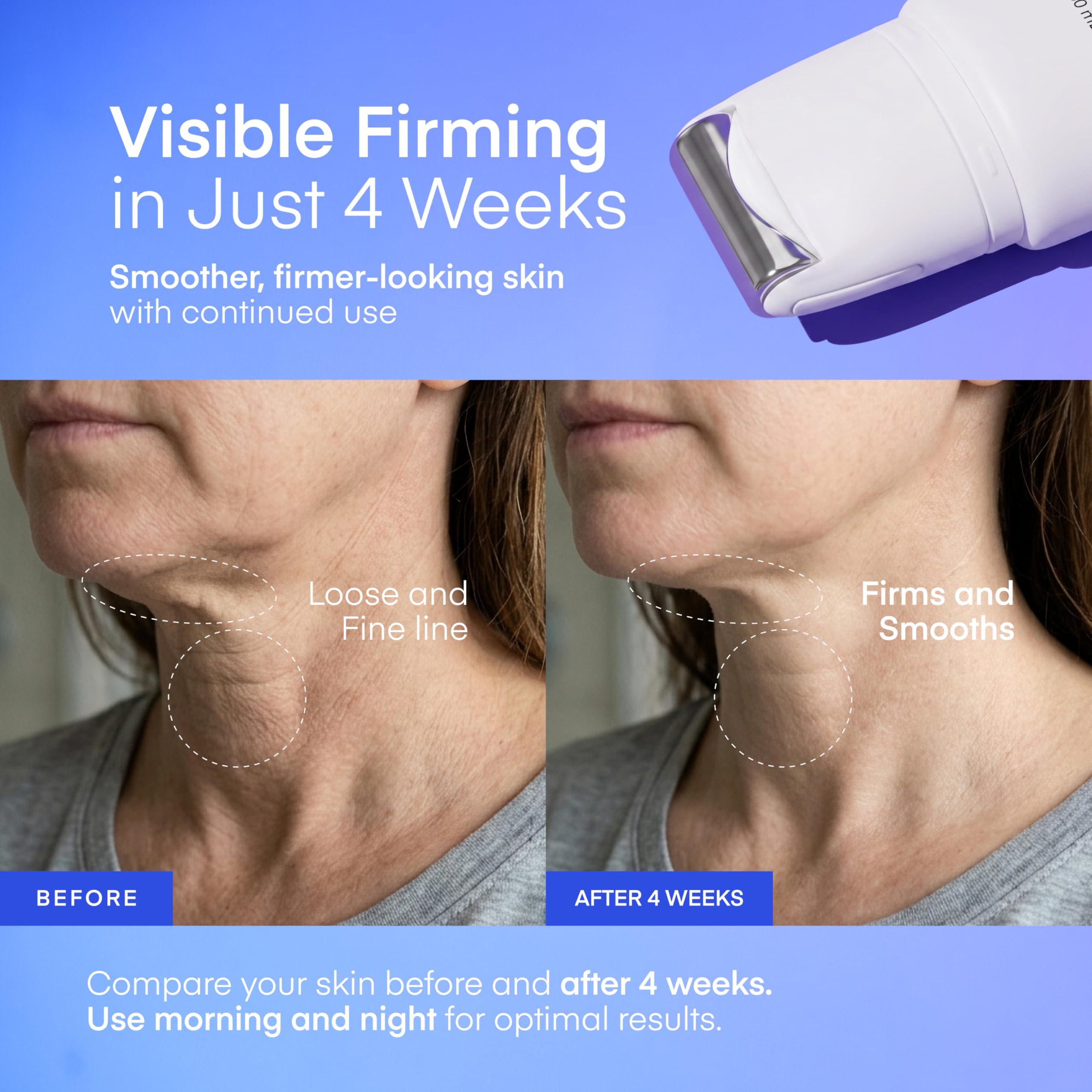TEREZ & HONOR Gua Sha Neck Firming Cream: Korean Skin Care, Retinol, Collagen & GHK-CU Copper Peptide - Tightening & Lifting for Neck, Face & Décolleté with Built-In Massage Roller 50mL