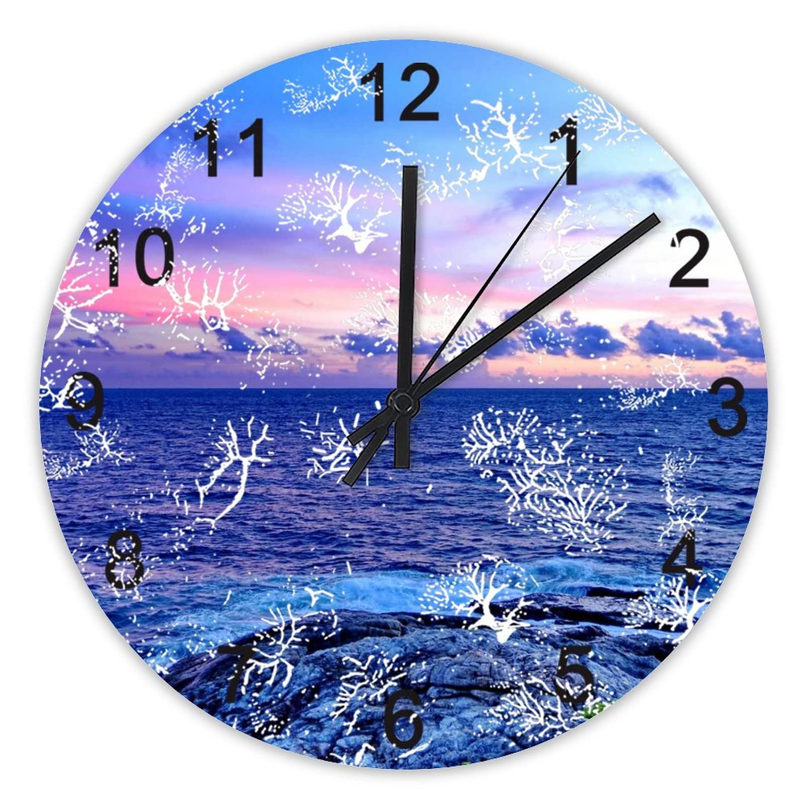Horloge murale silencieuse 40,6 cm motif ciel violet pour la cuisine