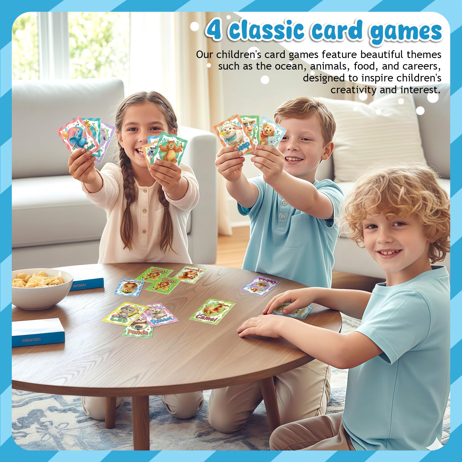 Jeux de cartes pour enfants : Go Fish, Old Maid, Slap Jack et Memory Match - 4 jeux de cartes classiques pour enfants pour une soirée de jeu en famille, parfaits pour les tout-petits, les
