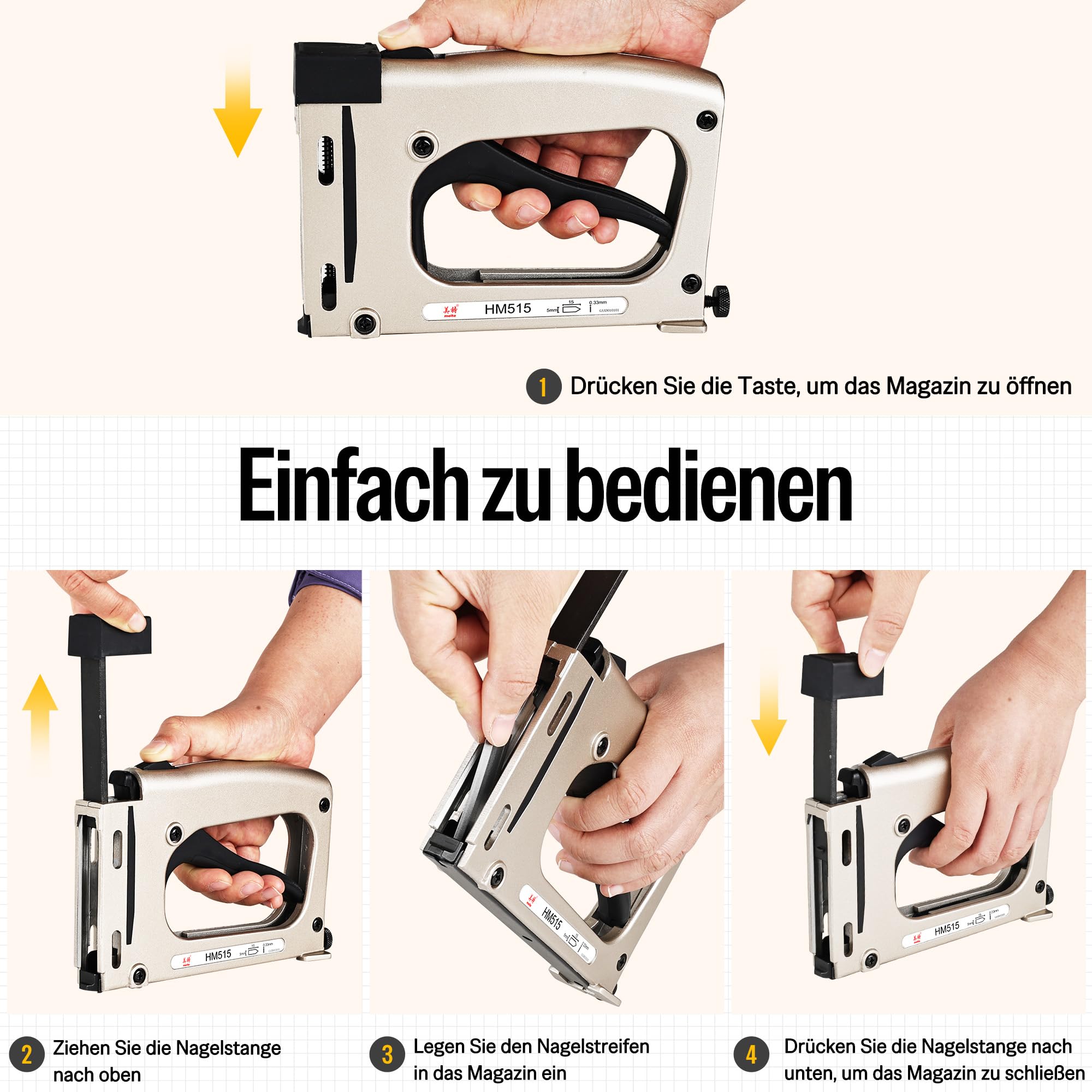 meite HM515 Hand-Punktetreiber für Bilderrahmen, Bilderrahmen-Handtacker mit 1000 Punkten, Leichter Manueller Punktetreiber für Kunstwerke, DIY und Professionelle Einrahmung