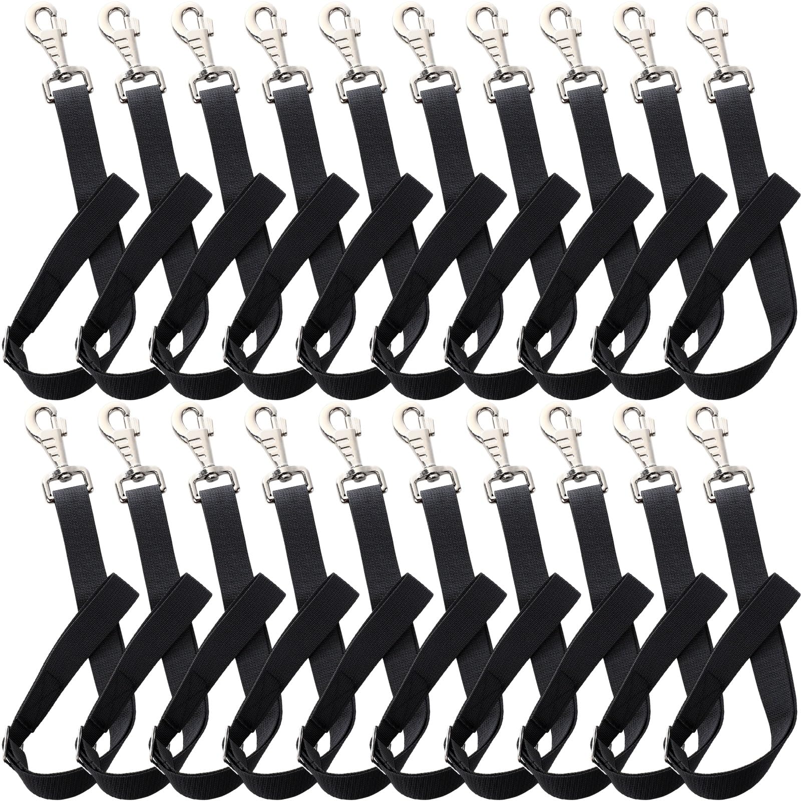 20 Pcs Horse Bucket Strap Hangers, Adjustable 20 to 31 in, Black