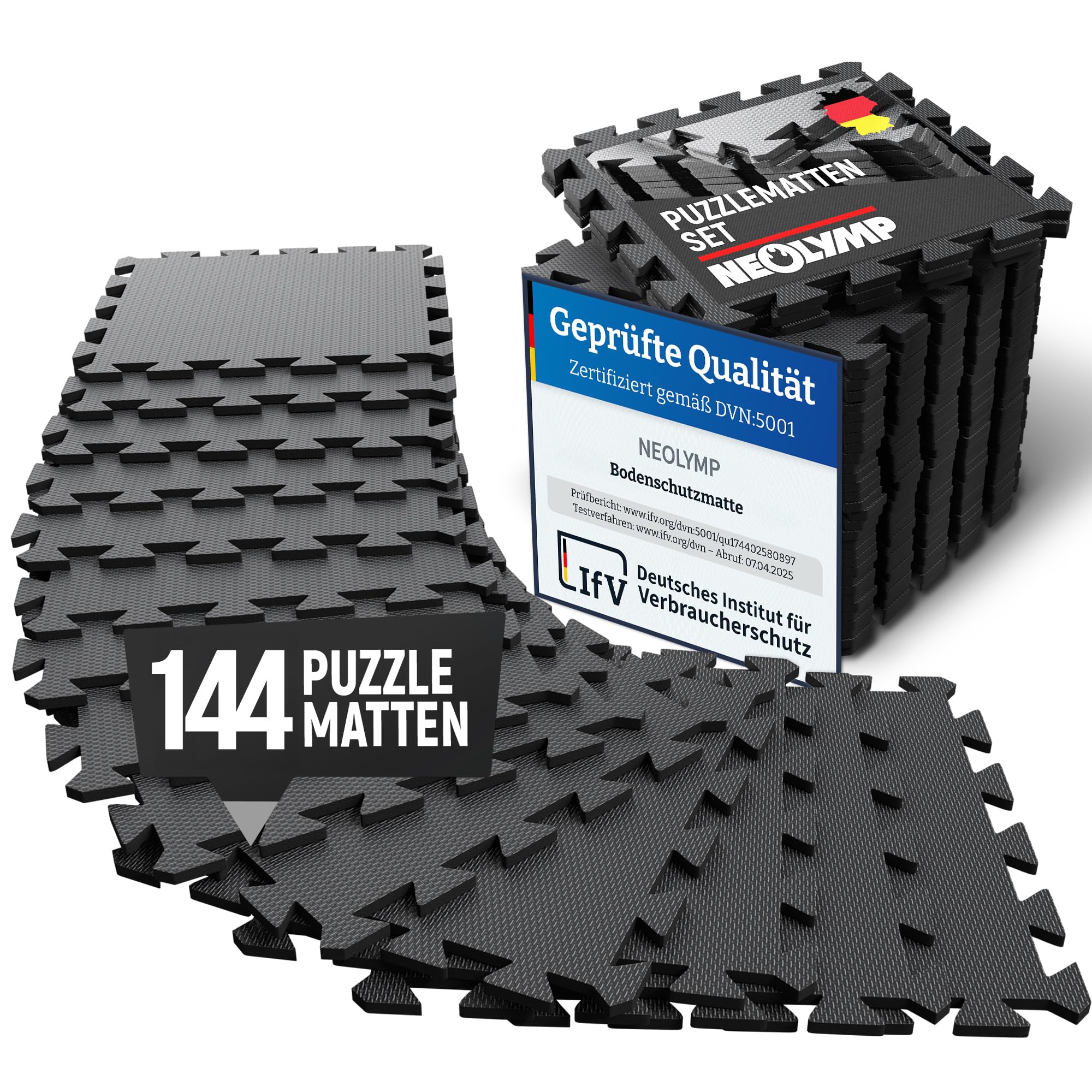 NEOLYMP Bodenschutzmatte Fitness - Trainingsmatte für Sportgeräte, extra dicker und robuster Sportboden - Puzzlematte Boden, Gymnastikmatte