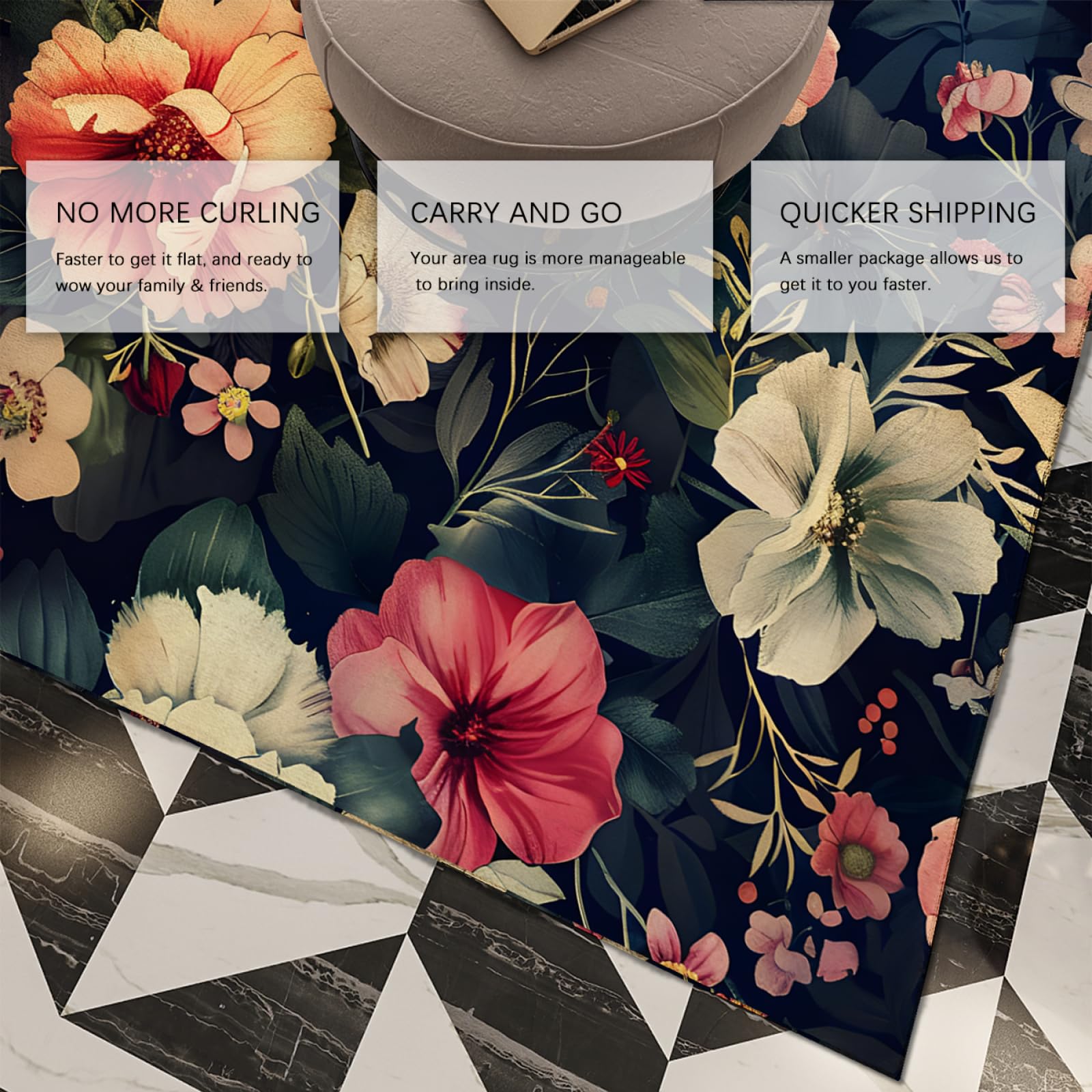 Morbido Grande Tappeto Americano Stile Country Soggiorno Area Tappeti Giardino Motivi Floreali Tappeto con Supporto in Gomma Tappetini Da Cucina Lavabili 150x240cm