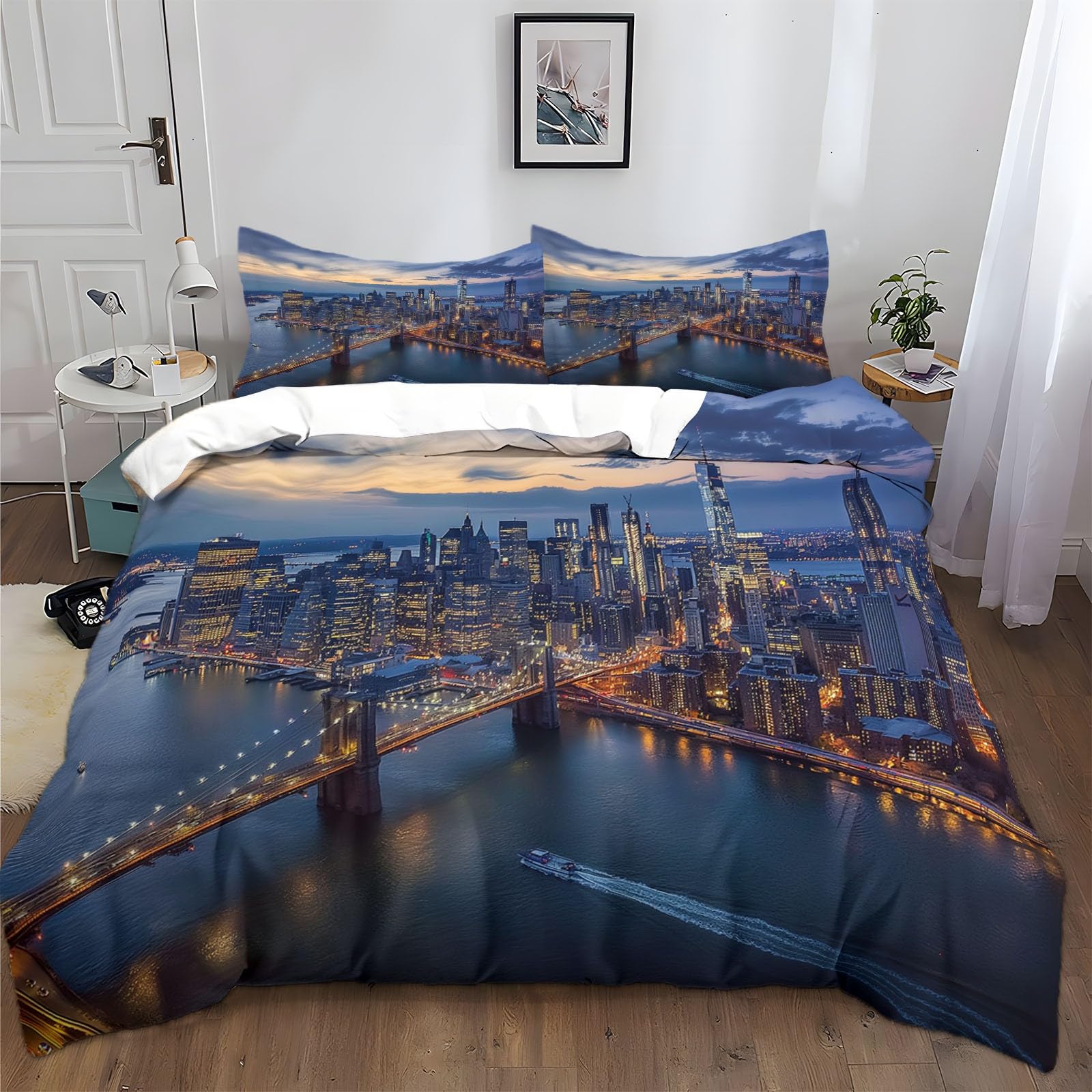 Parure de lit 3 pièces enfants Brooklyn New York housse couette 140x200