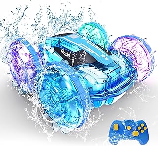 Tecnock Amphibious Remote Control Car Boat for Kids, 4WD RC Cars with Waterproof Remote, 2.4GHz RC Boat with LED Lights, 6...