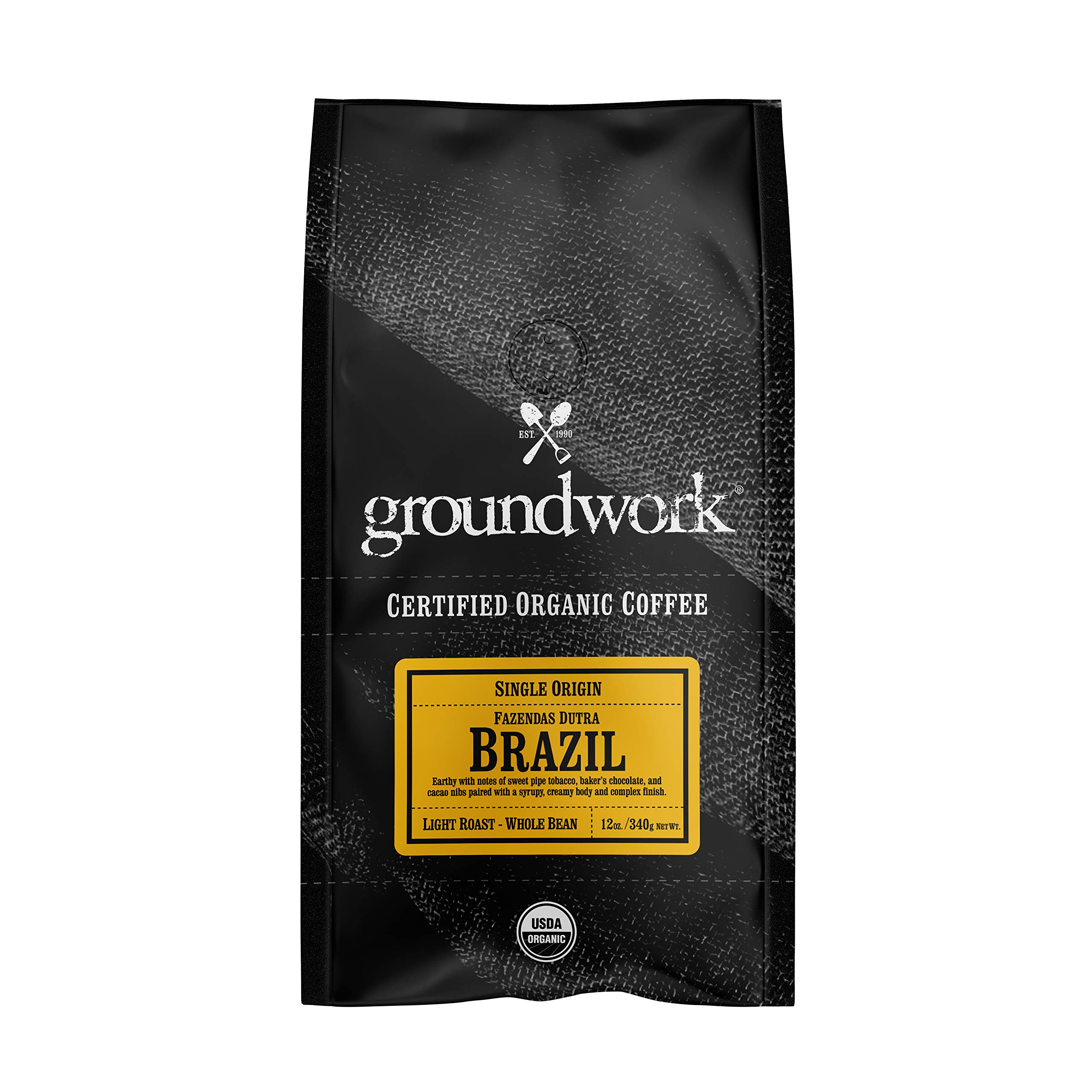 Groundwork Coffee Co Organic Brazil Whole Bean Coffee, 12 Oz