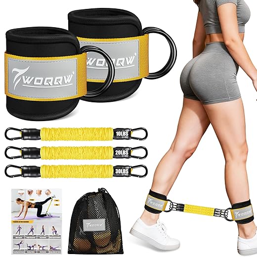 Resistance Bands Set, Ankle Resistance Bands with Cuffs, Glutes Workout Equipment, Legs Resistance Bands with Ankle Strap for Women & Men, Home Gym Exercise Equipment