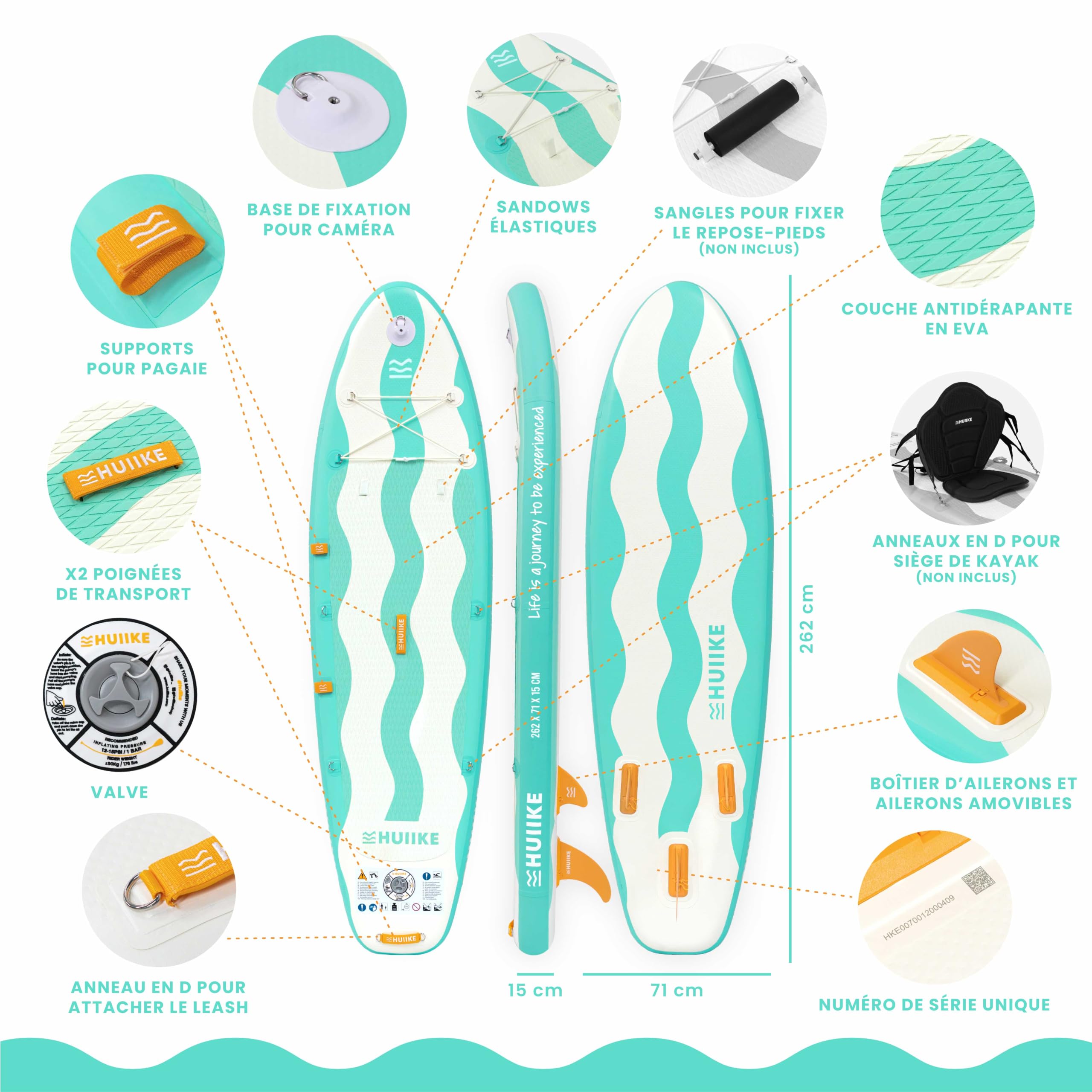 HUIIKE Paddle Gonflable pour Enfants 8'7" et 80 kg avec Accessoires Inclus