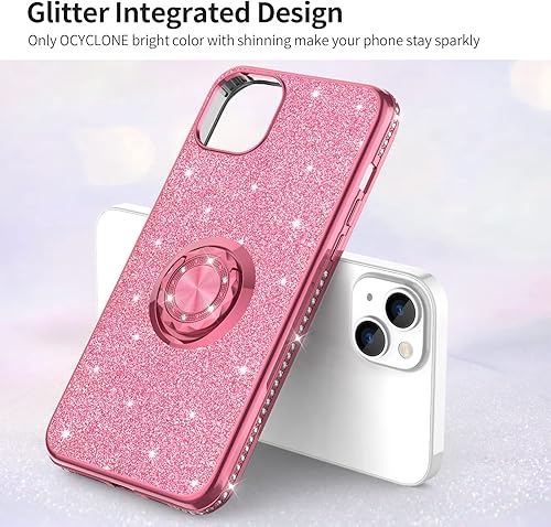 Miniatura 8 de OCYCLONE Funda compatible con iPhone 14 de 61 pulgadas funda de diamante brillante con soporte de anillo de protección compatible con iPhone 14 para