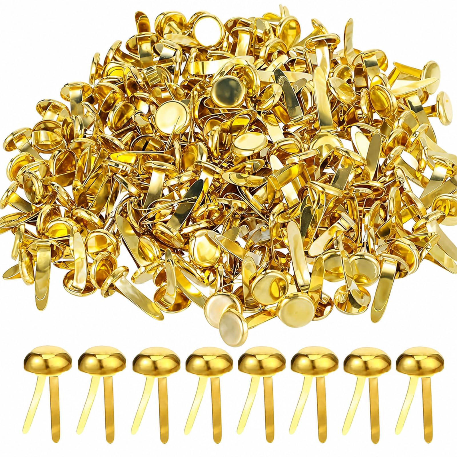 500 PCS Split Pins, 8mm Metal Paper Fasteners Mini Brads, Gold Round Split Pins for DIY Crafts, Scrapbooking, Card Making, Document Binding, Office and School Projects, Creative Craft Accessories
