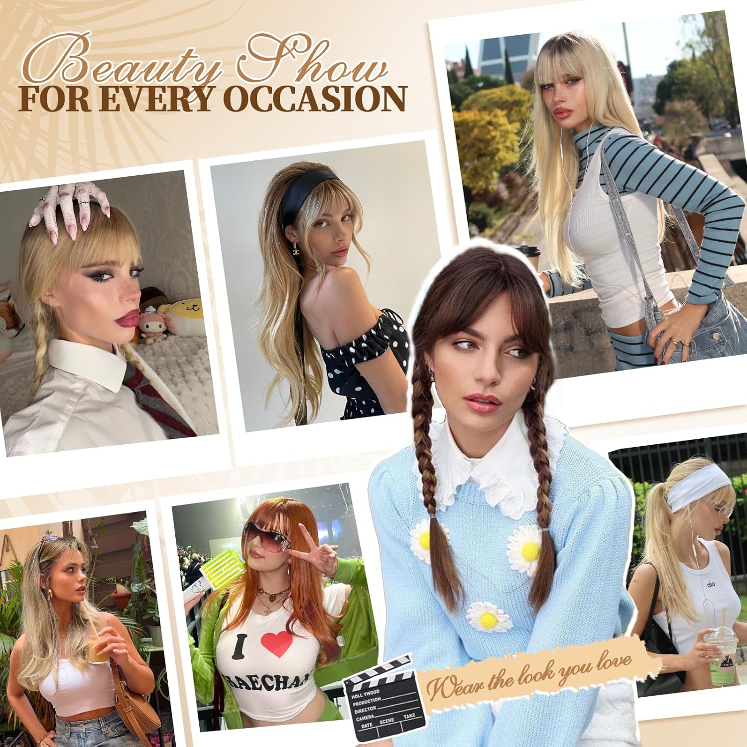 Ombre Blonde Wig with Bangs for Women, Long Layered 4x4 Realistic Scalp, Free Parting Hairstyle, 26 Inch Blonde Wigs with Dark Roots Synthetic Heat Resistant for Daily Party Use