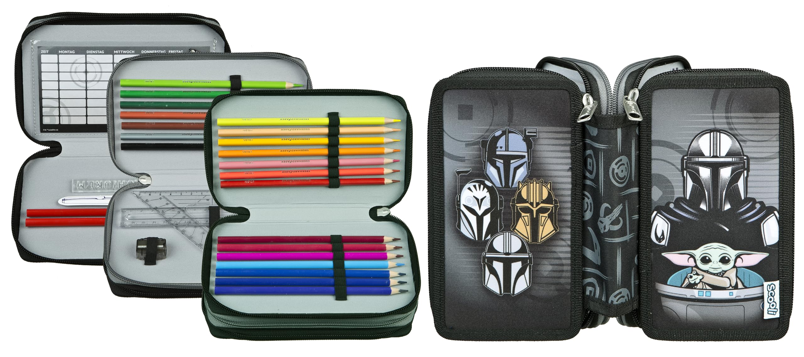 Scooli - Tripledecker Star Wars - Estuche escolar con bolígrafos y accesorios de Ideal para la escuela, El Tiempo Libre y para llevar - a partir de 6 Años