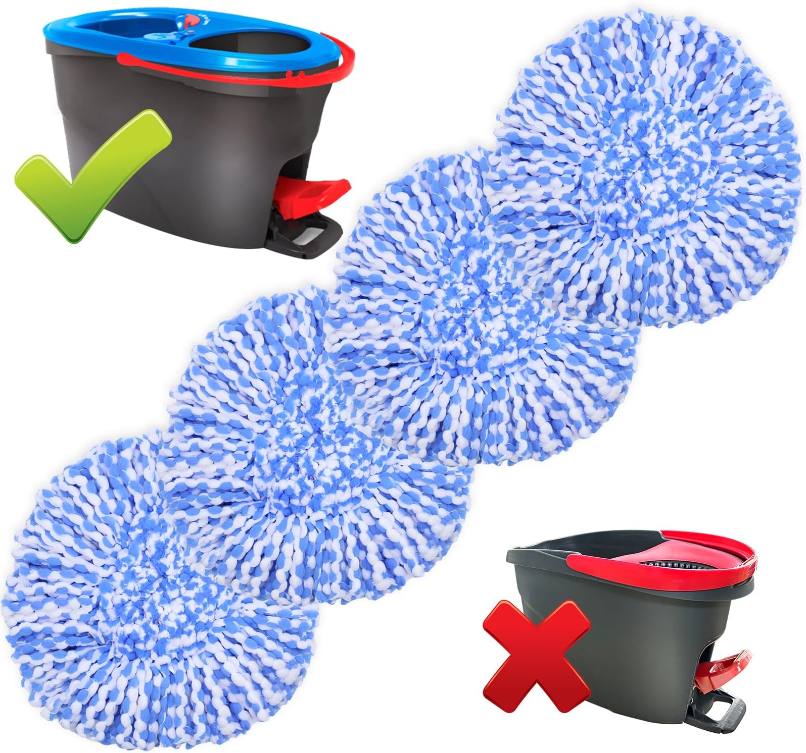 Mop Head Replacement, 6 Pack Spin Mop Refill Replace Head Compatible for Ocedar