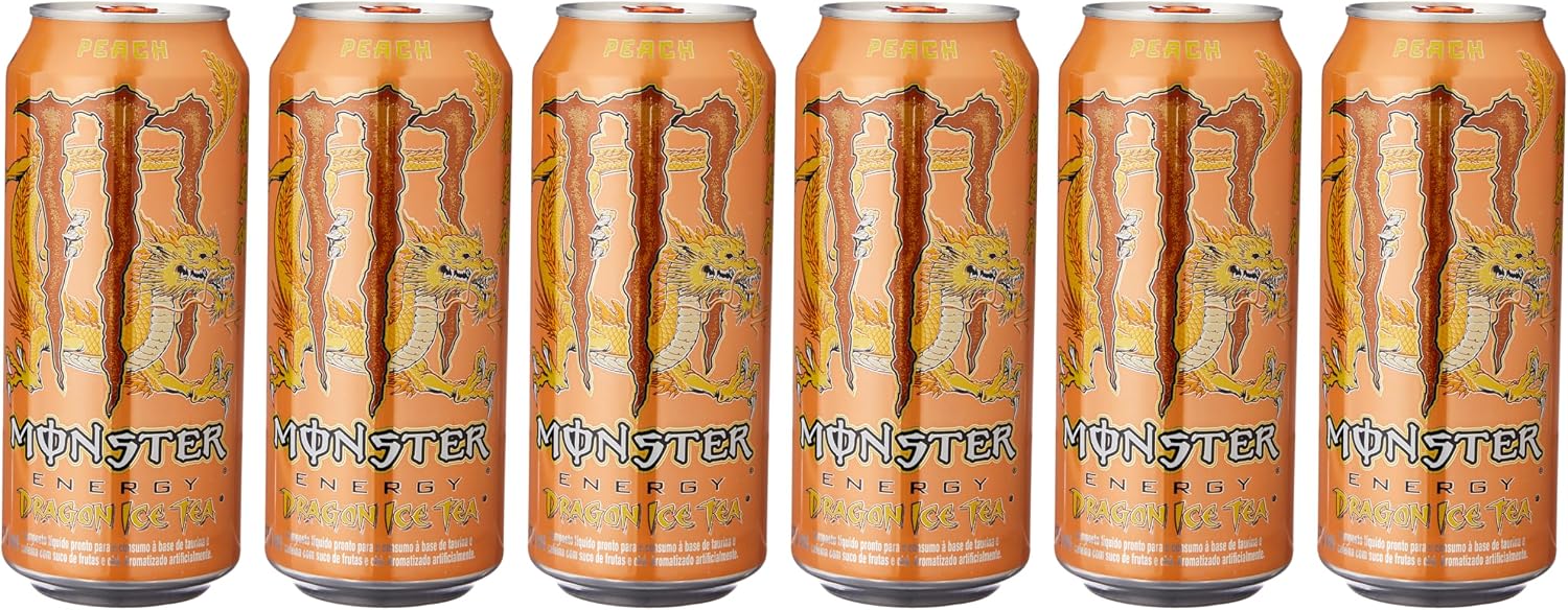 Pack de Energético Monster Dragon Tea Pêssego lata 473ml 6 unidades