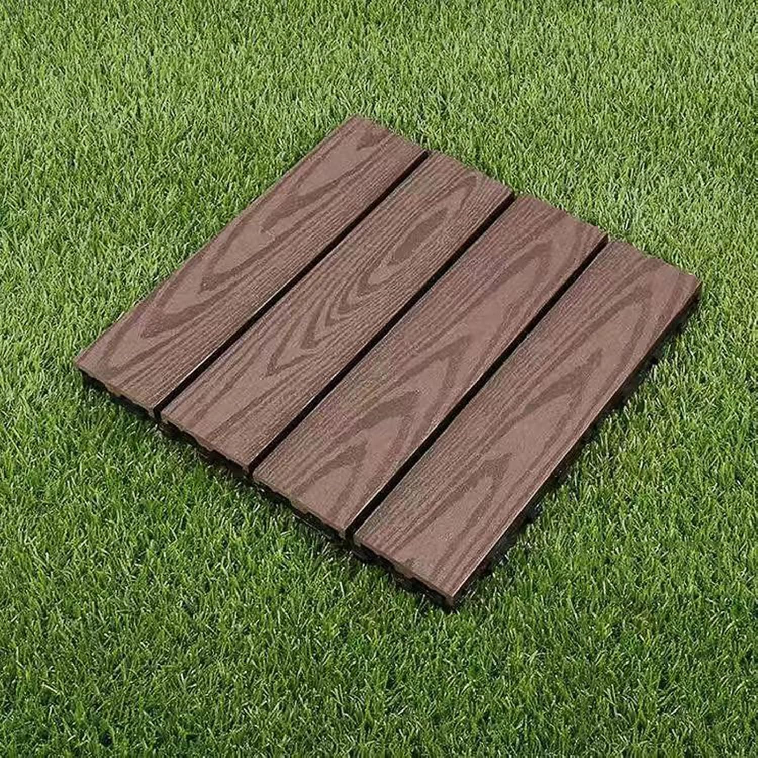 Dalles et lames de terrasse en composite, Tuiles de terrasse emboîtables en bois multicolores, paquet de 10(B-chocolate)