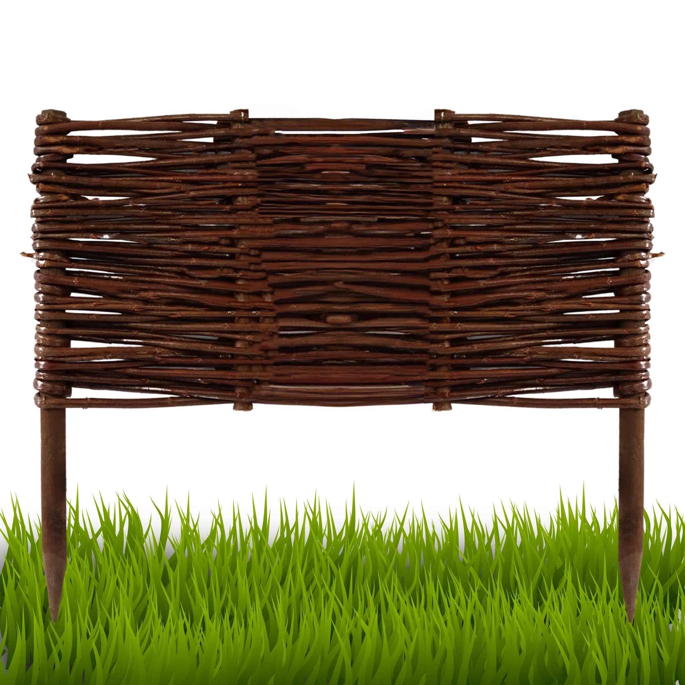 Recinzione Per Aiuole In Vimini Naturale – Altezza 40 Cm, Con 7 Pali E Fascette, Per Giardino - 3