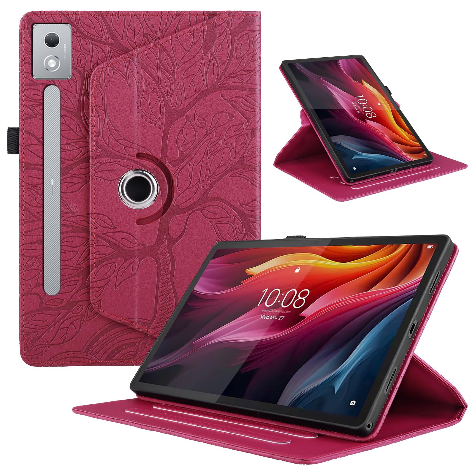 Funda para Samsung Galaxy Tab S9/ S8/ S7 11" (SM-X710/X700/T870) PU Cuero Tablets Protectora Cover 360°Carcasa Giratoria de ángulo Múltiple Stand Función Tablets Funda,Rojo Árboles — view 158