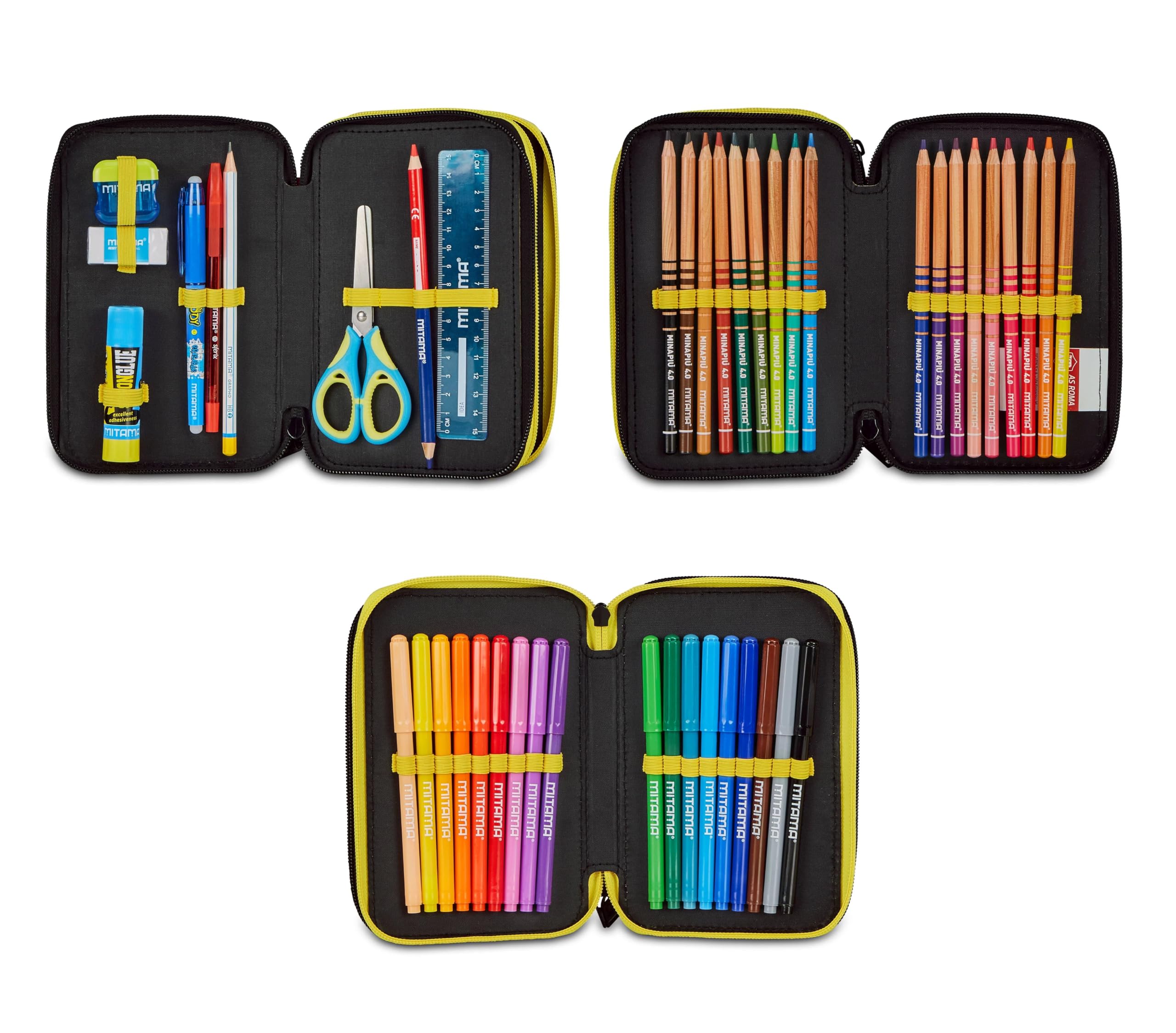 Zaino Scuola Roma ADVANCED TONDO By Seven per primaria Bambino + Astuccio 3 piani + Diario 2026/2027 + 7 penne a scatto e portachiave squadra