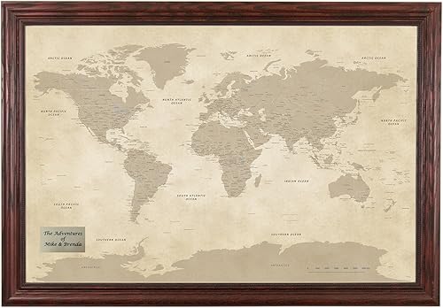 Miniatura 20 de Push Pin Travel Maps Pósteres e impresiones – Mapa de pines enmarcado negro rústico – 27.5 x 39.5 pulgadas – 8 opciones de marco hecho a mano –