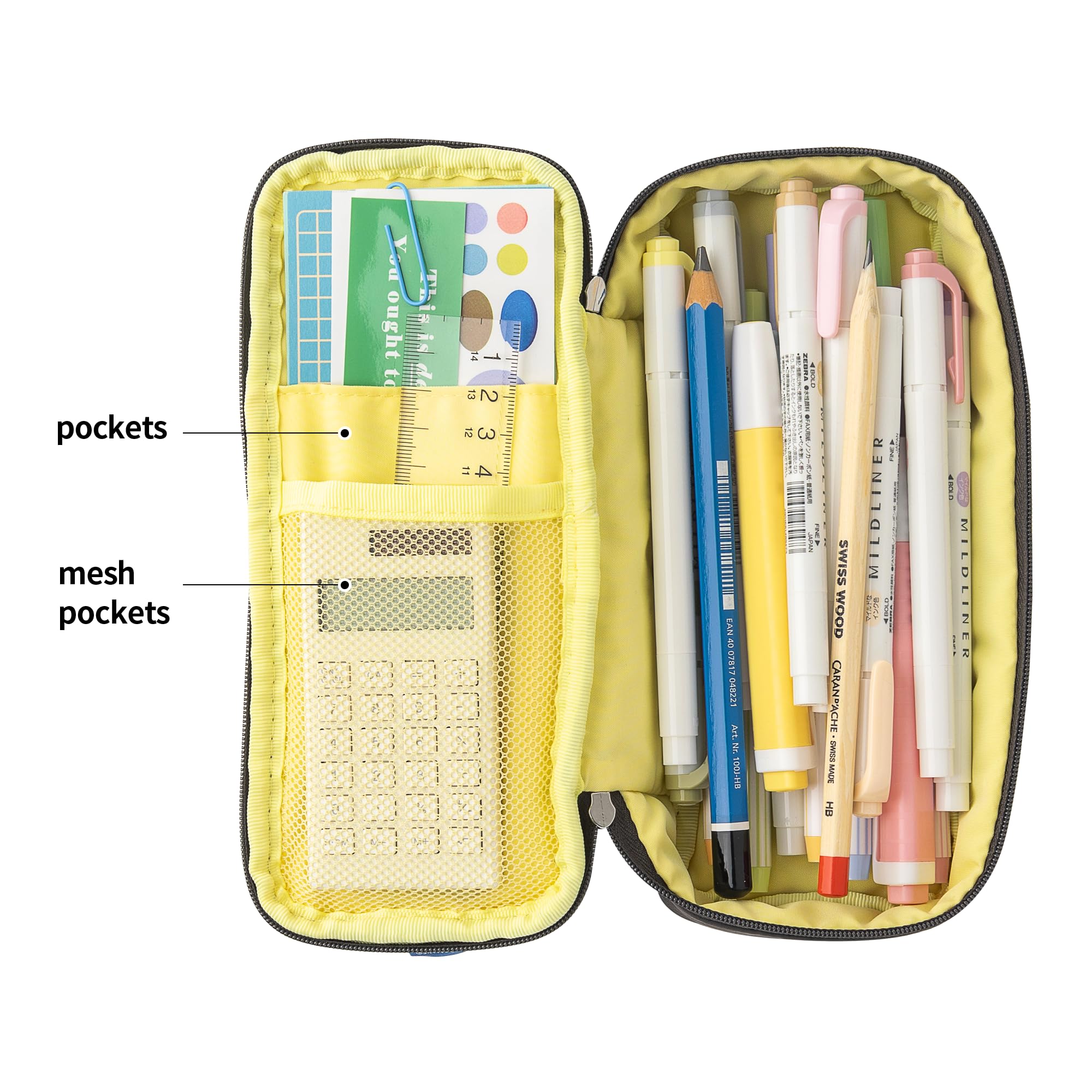 Estuche de bolsillo diario para lápices, estuche para cuadernos, marcadores, lápices y sacapuntas para adolescentes (carbón)