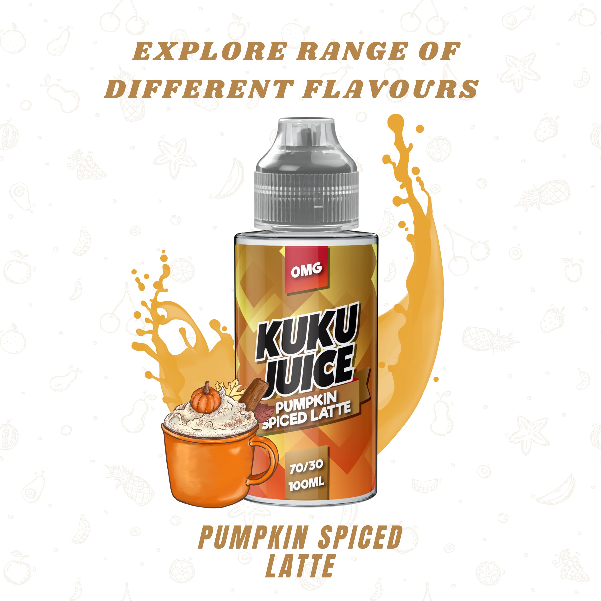 Kuku Juice E-Liquid Pumpkin Spiced Latte vape liquid - Crafted with a  70VG/30PG vape juice blend