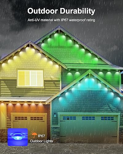 Miniatura 7 de Nexillumi Luces permanentes para exteriores para casa, luces exteriores RGB inteligentes de 100 pies con 72 modos de escena, iluminación de aleros