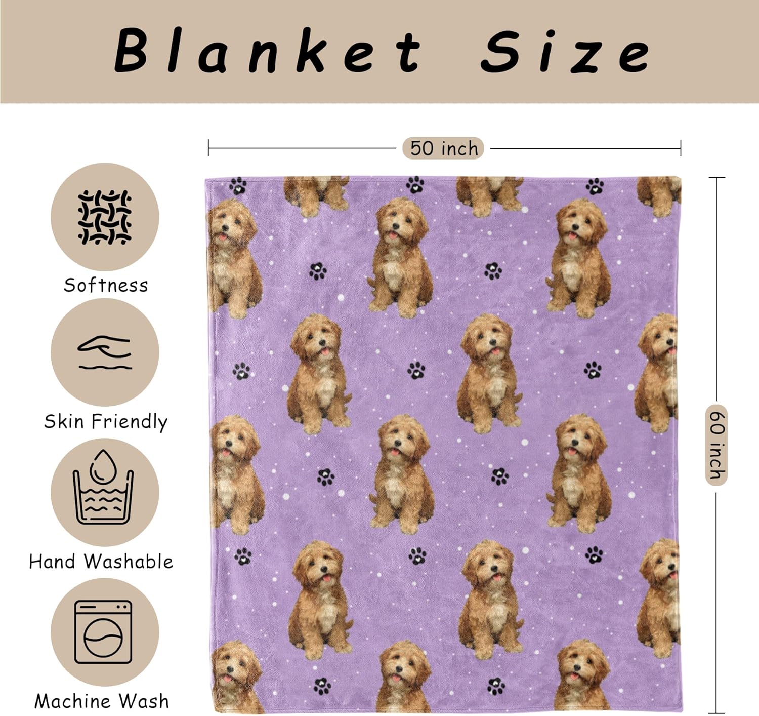 HIWX Goldendoodle Blanket, Goldendoodle Gifts for Women, Dog Mom Throw Blanket for Home Bedroom Living Room Couch Bed Decor, Dog Mom Owners Lovers Gifts for Women, Pet Lover Gift, 50x60 Inches