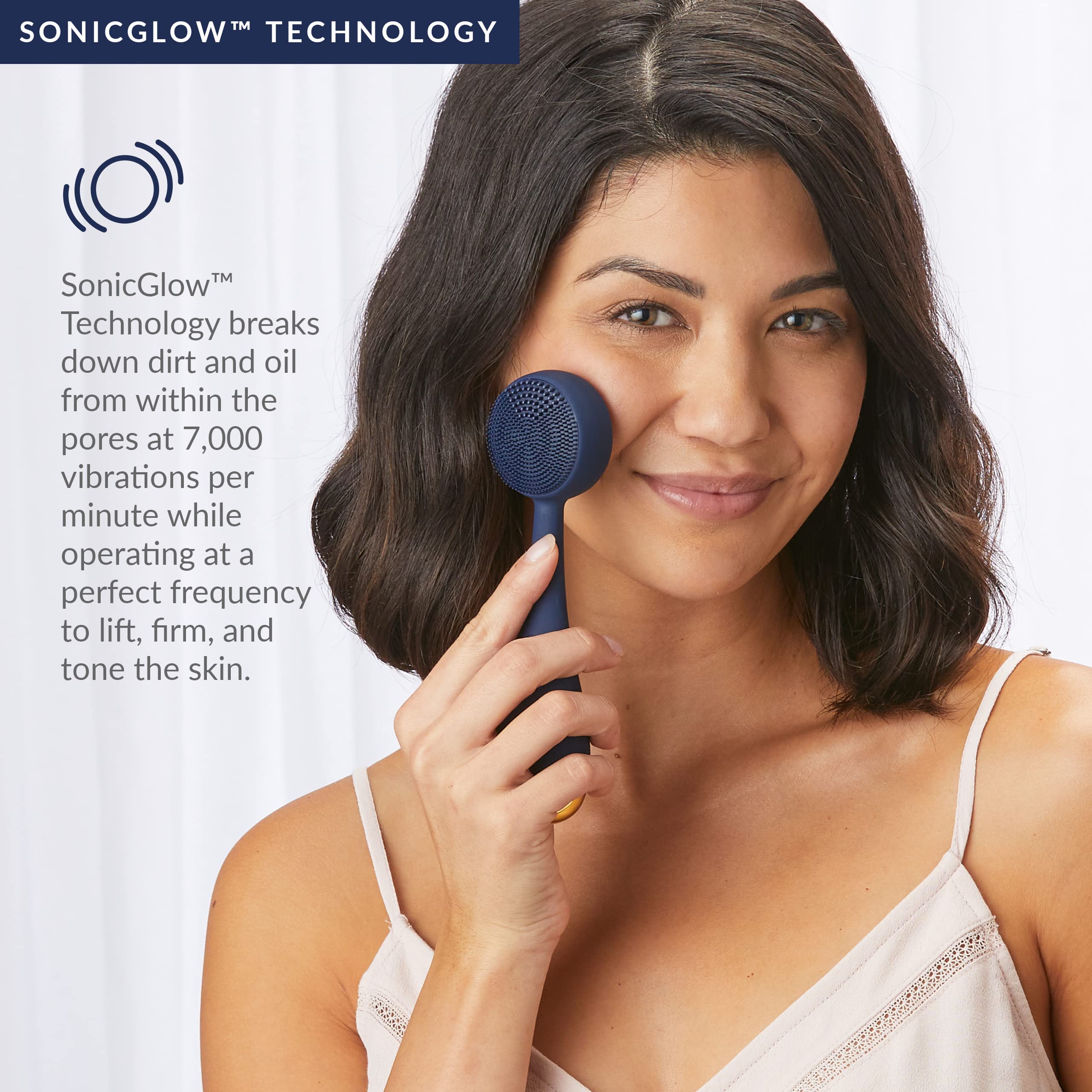 PMD Clean Facial Cleansing Brush Bundle with PMD Remove Cleansing Balm – Waterproof Silicone Face Cleanser with Sonic Technology, Navy view 5