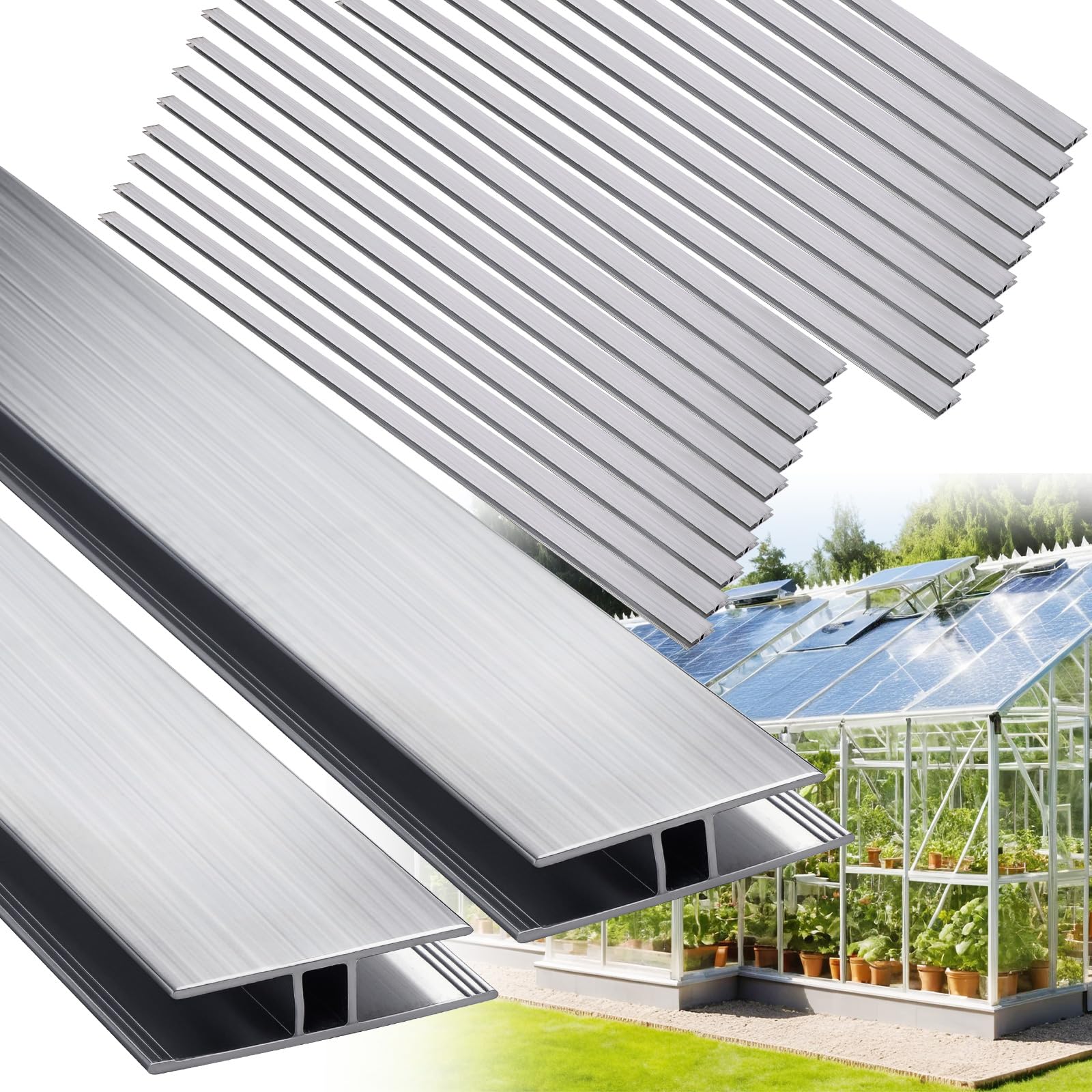 Photo 1 of Duraaamo 20 Pcs 4 ft Aluminum H Connector Greenhouse Panels, 6 mm