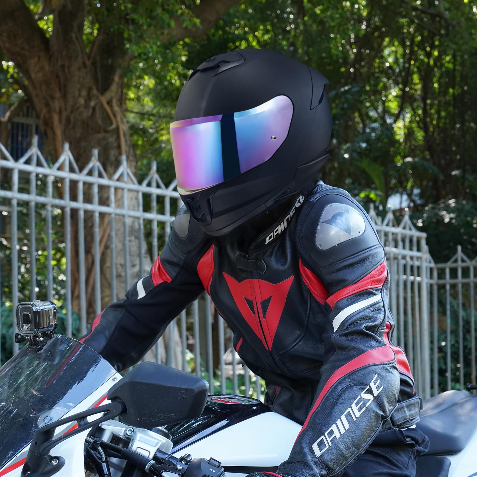 Visiera Casco Moto per FF808,Protezione per Il Vento del Motociclo,Casco Parabrezza Moto Visiera a Lente Integrale per Stream II,Visiera Lente Per Casco (Arcobaleno)