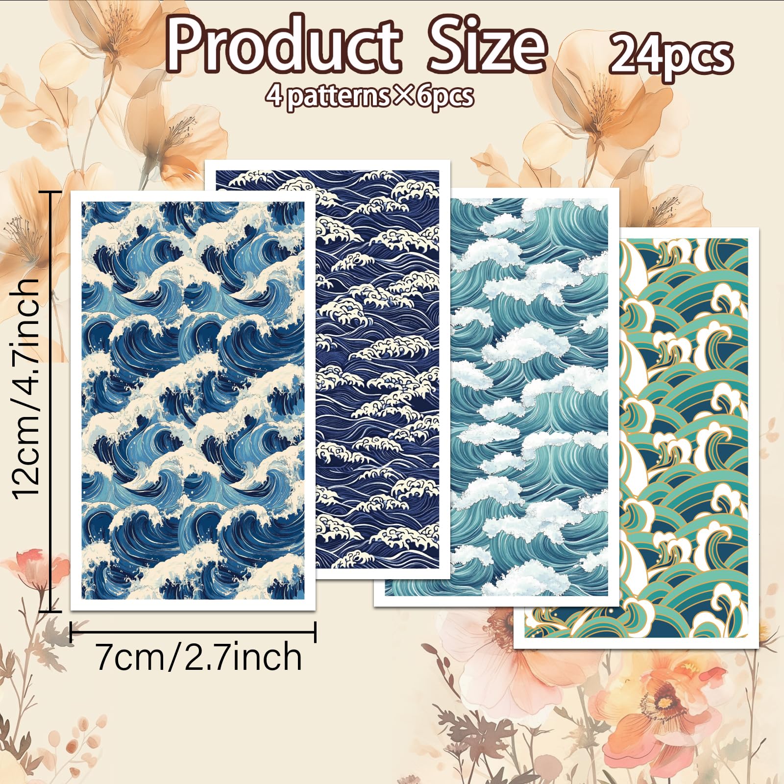 OLYCRAFT 24Pcs Ocean Pattern Clay Transfer Paper 4 Design Transfer Paper for Polymer Waves Polymer Clay Transfers Sheets Summer Theme Small Transfers Papers for Clays Earrings Jewelry Making - Image 2