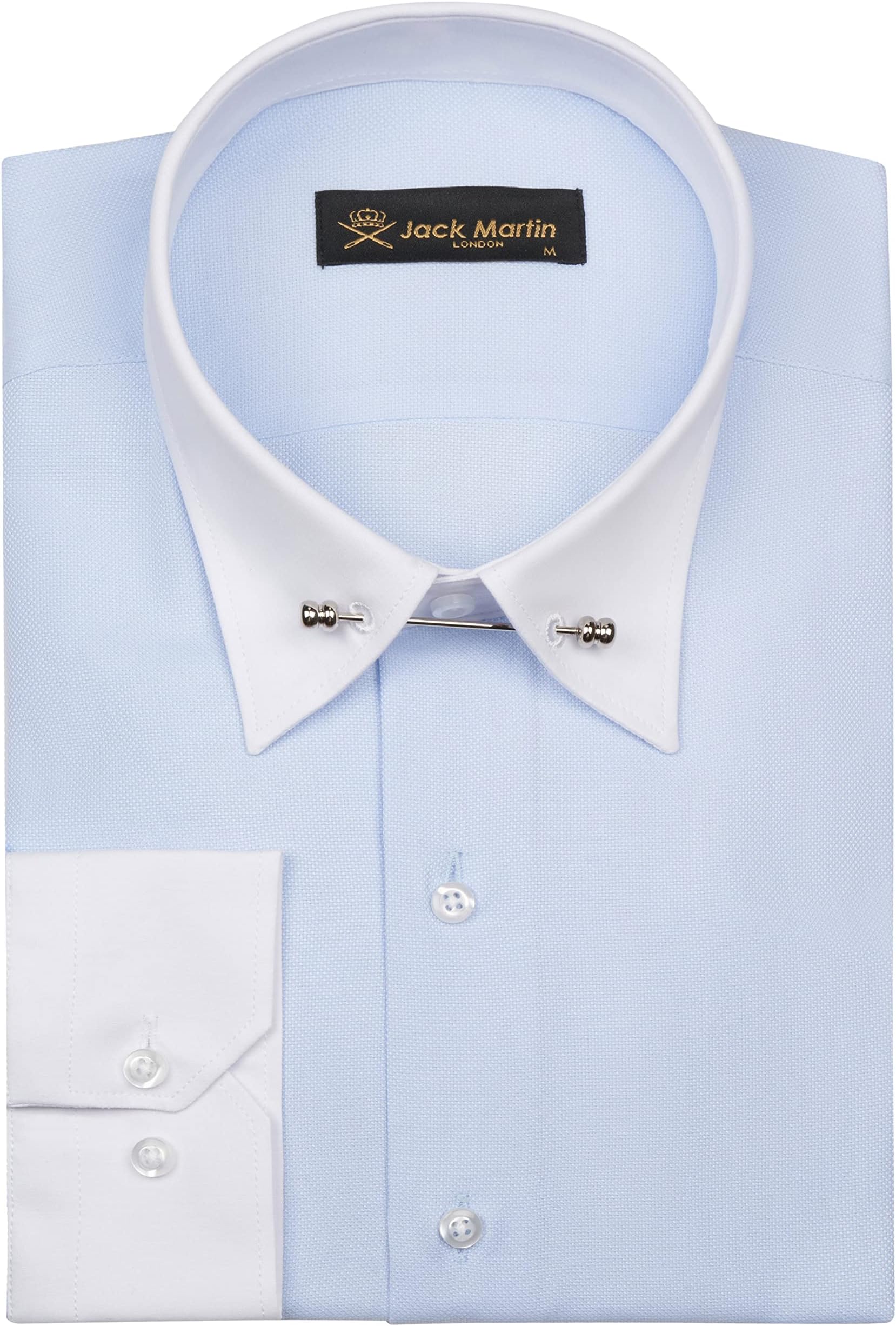 Jack Martin LondonJack Martin - Oxford Slim Fit Pin Collar Shirt - Mens Business, Wedding & Dress Shirts with Collar Bar