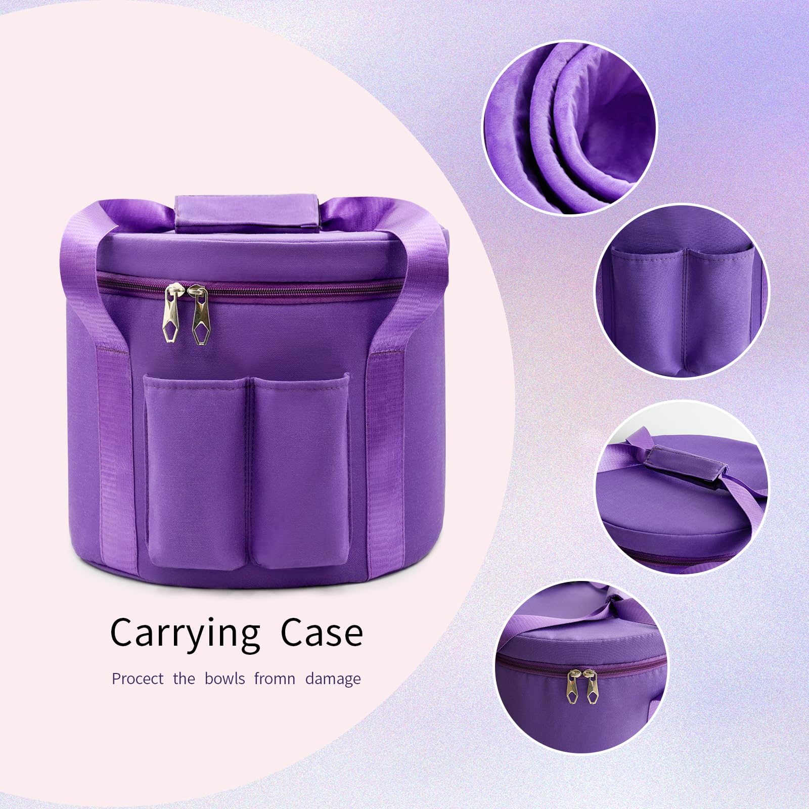 Hye-eun Set di campane tibetane in cristallo, 432 Hz, 17,8 - 30,5 cm, 7 toni A, B, C, D, E, F, G, 7 colori, chakra, con borsa per il trasporto, per meditazione, terapia del suono, musica, terapia
