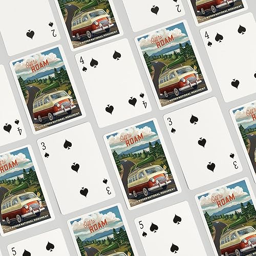 Miniatura 4 de Lantern Press Muir Woods National Monument, California, Camper Van, Off to Roam, 52 Playing Cards for Adults, Poker Size Card Deck