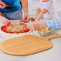 Vista 6 de Zulay (mediana de 12 pulgadas) auténtica madera de bambú para pizza, paleta de pizza de bambú natural con bordes fáciles de deslizar y mango