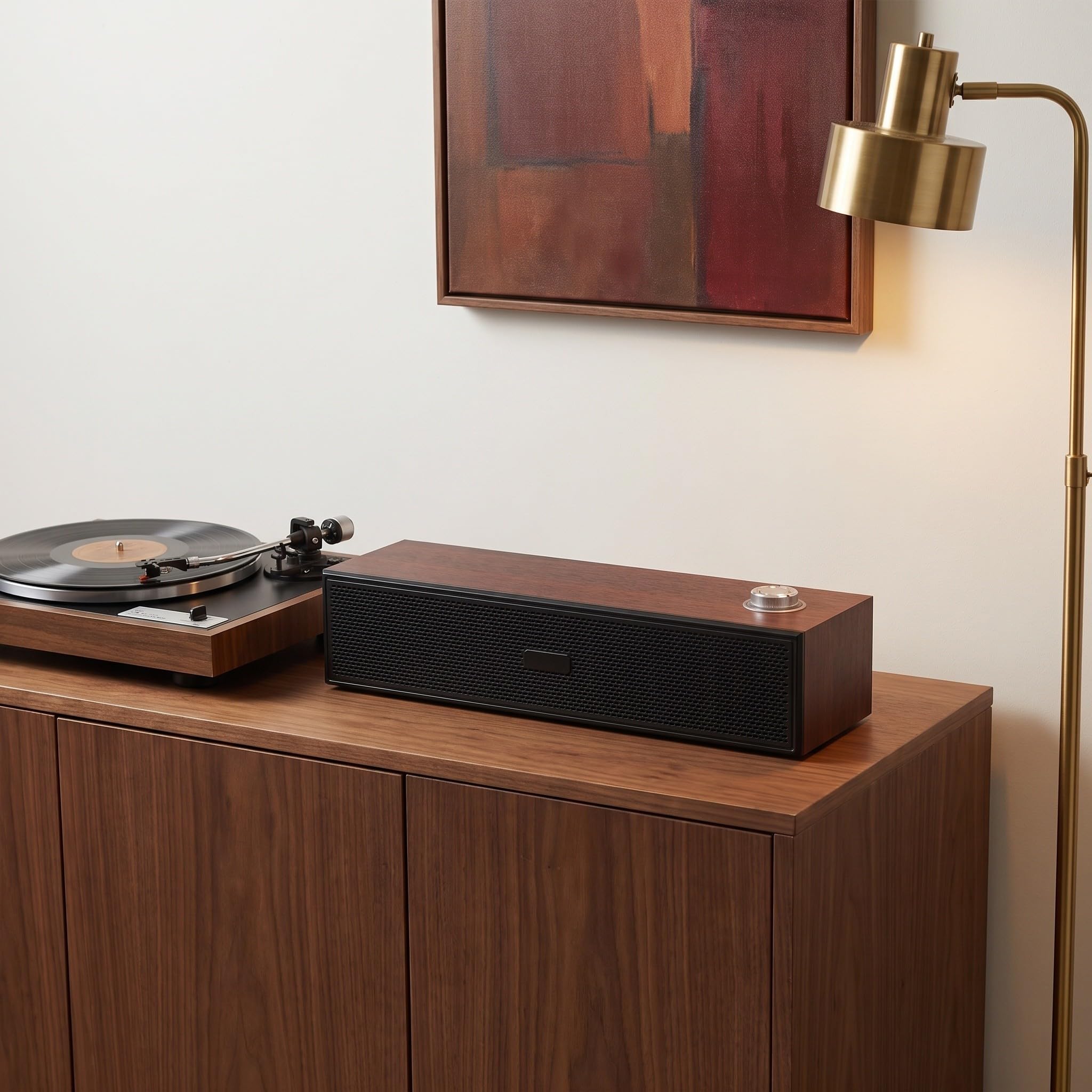 ibasenice Altoparlante per Computer: Soundbar per PC con Suono Stereo - Altoparlante soundbar in Legno da 14,6" per Monitor Desktop, Laptop, USB e connessione cablata da 3,5 mm