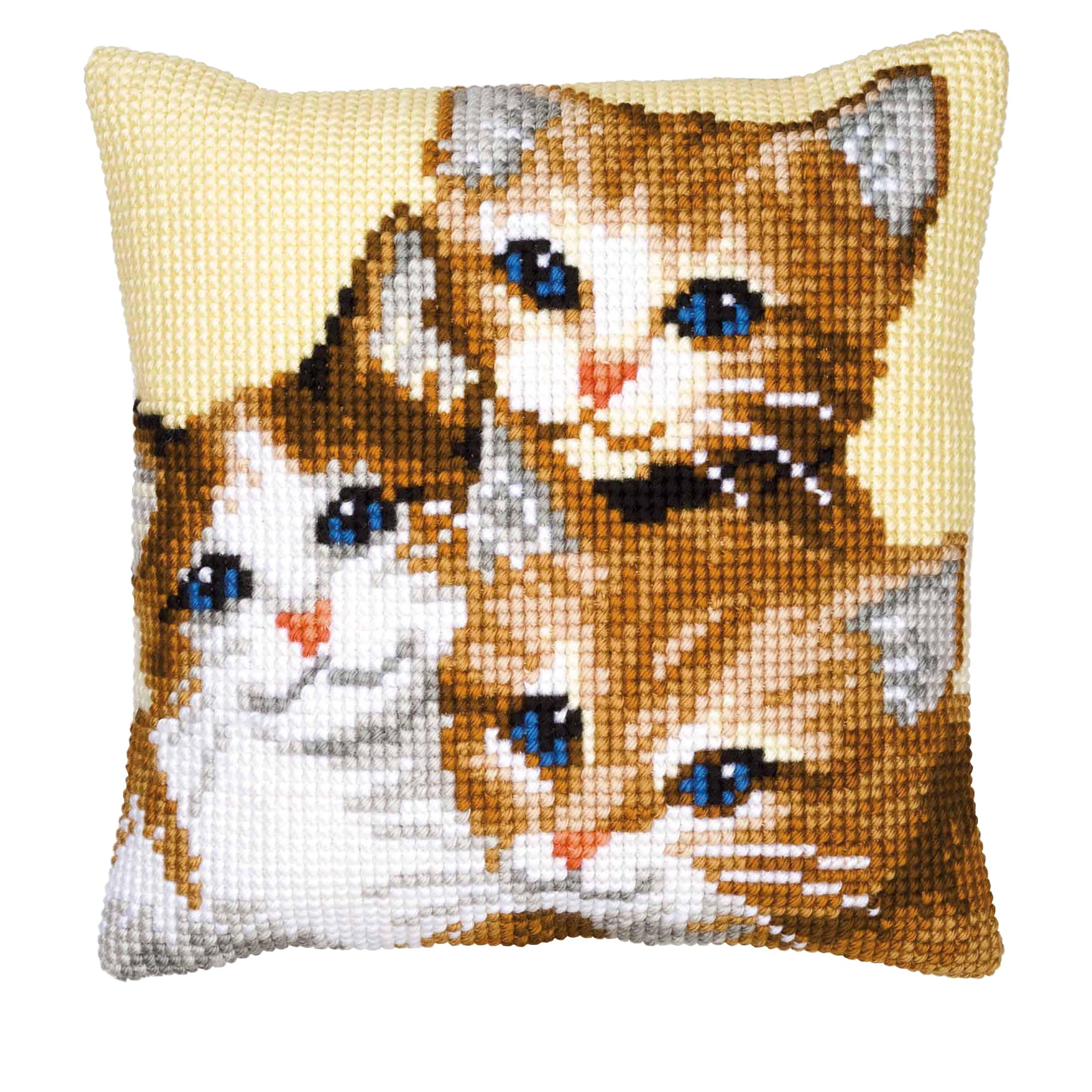 Vervaco 3 Kitties Cushion Front Chunky Cross Stitch Kit
