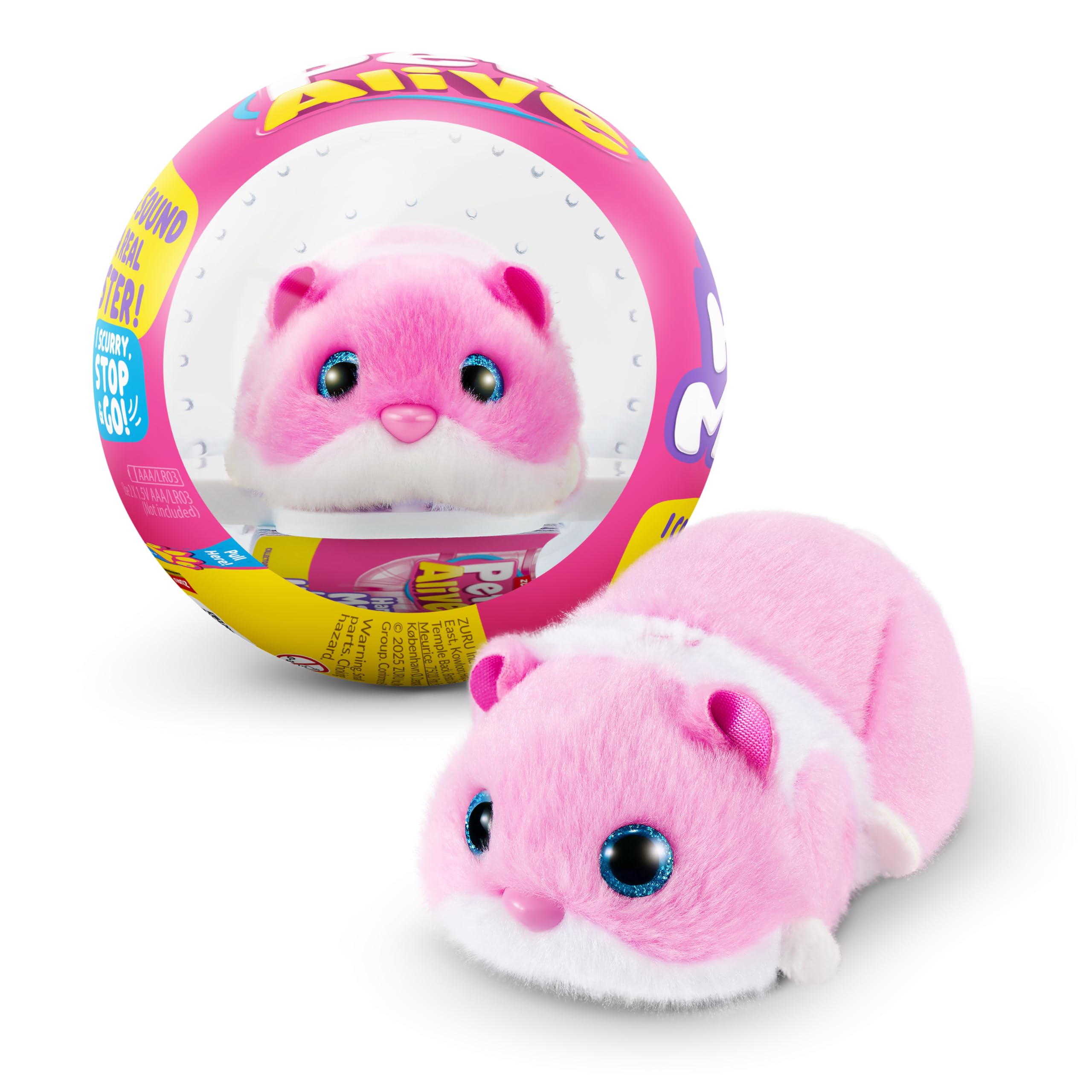 Pets Alive Hamstermania (Pink) by ZURU Hamster, Electronic Pet, 20+ Sounds Interactive, Hamster Ball Toy for Girls and Children