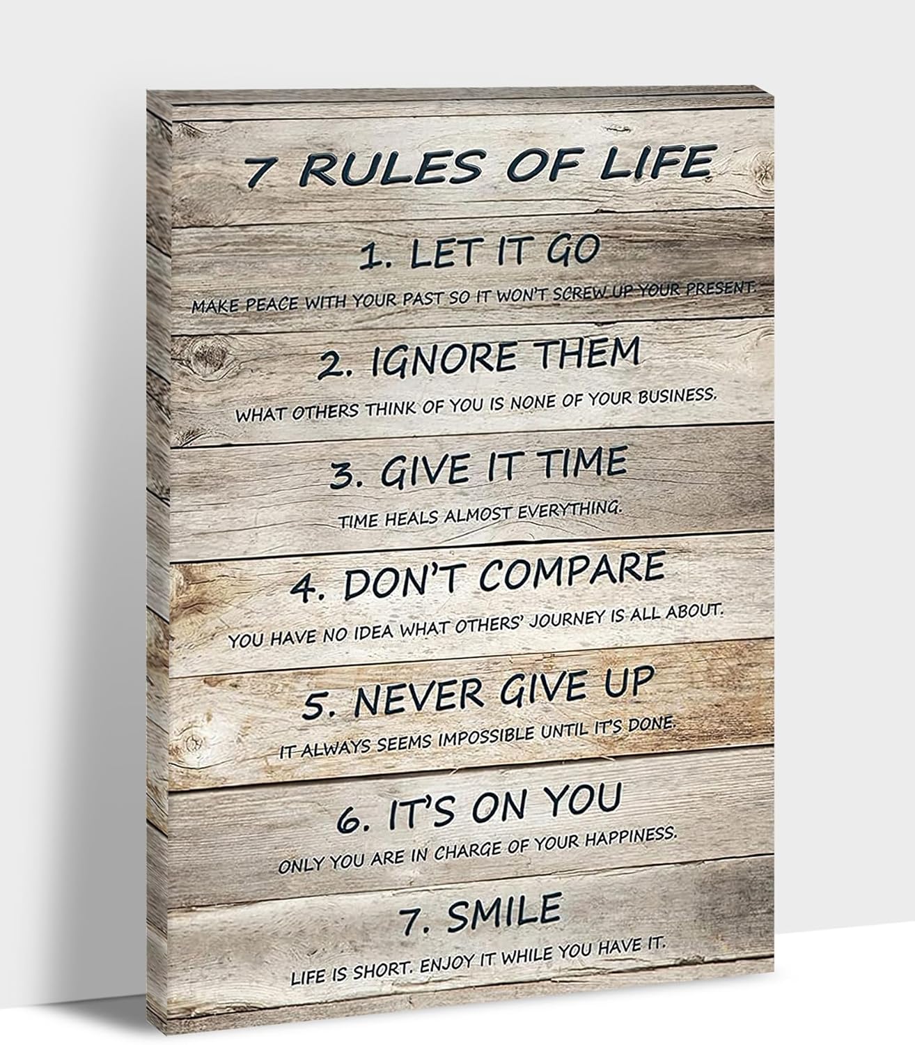 7 Rules of Life Canvas Prints, Inspirational Quotes Wall Art for Office Decor