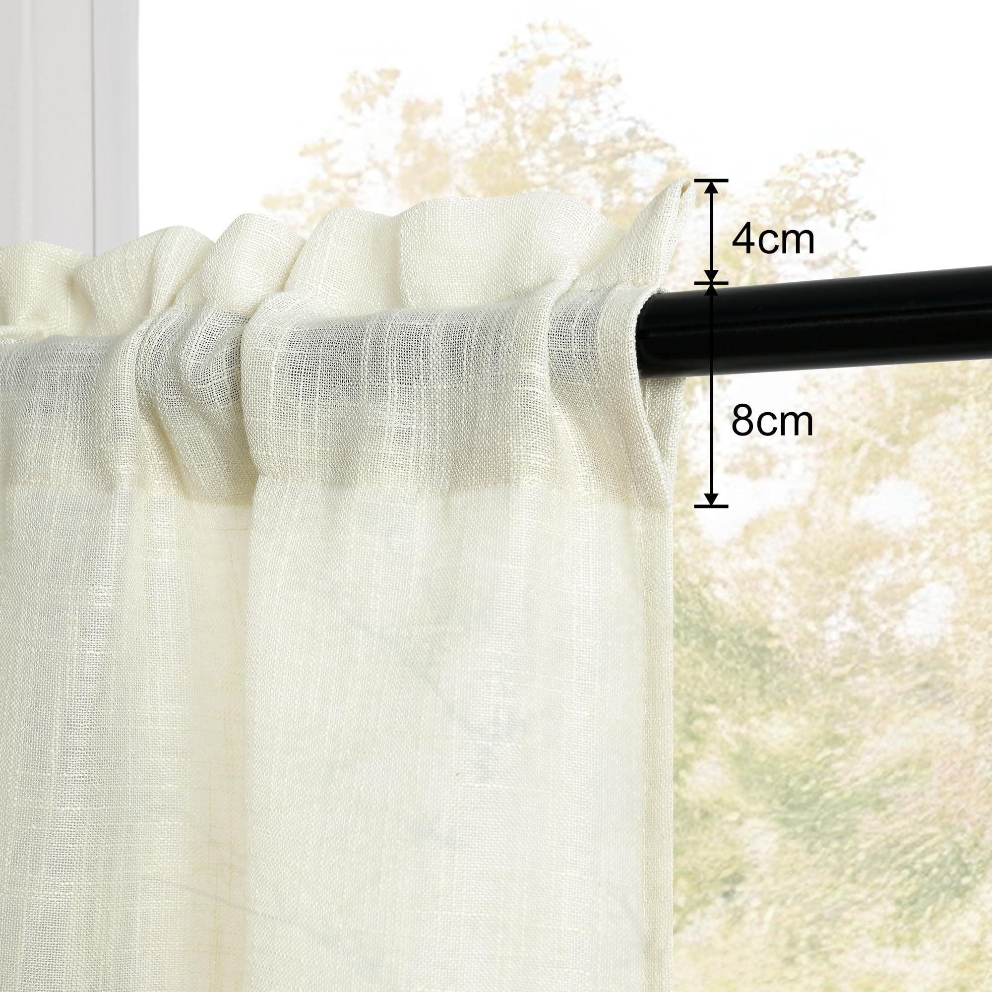 DWCN Korte gordijnen, beige, halftransparant, vitrage, keuken